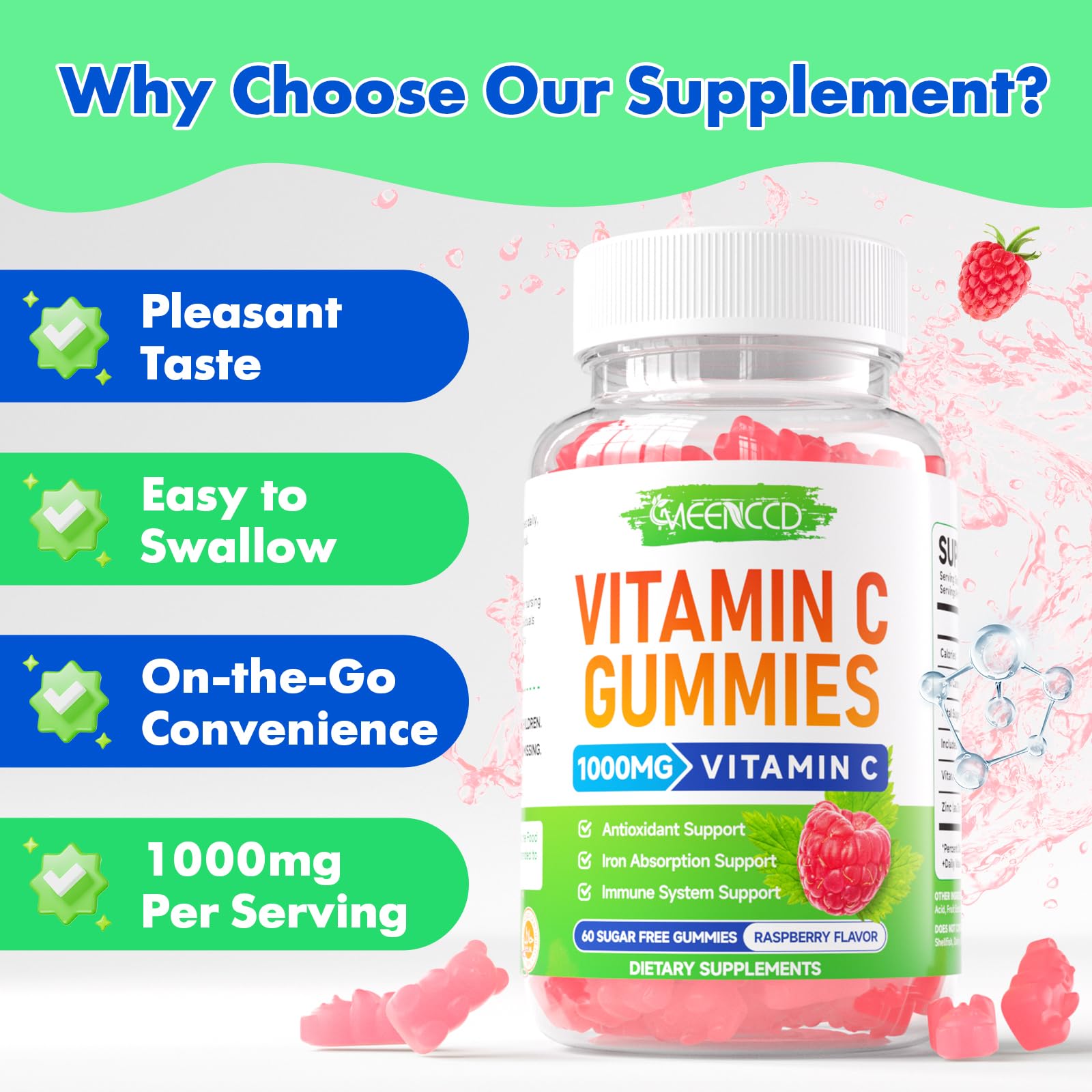 MEENCCD Vitamin C Gummies 1000mg side view