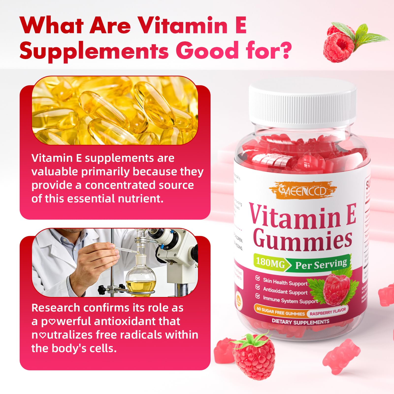 MEENCCD Vitamin E Gummies close-up of gummies