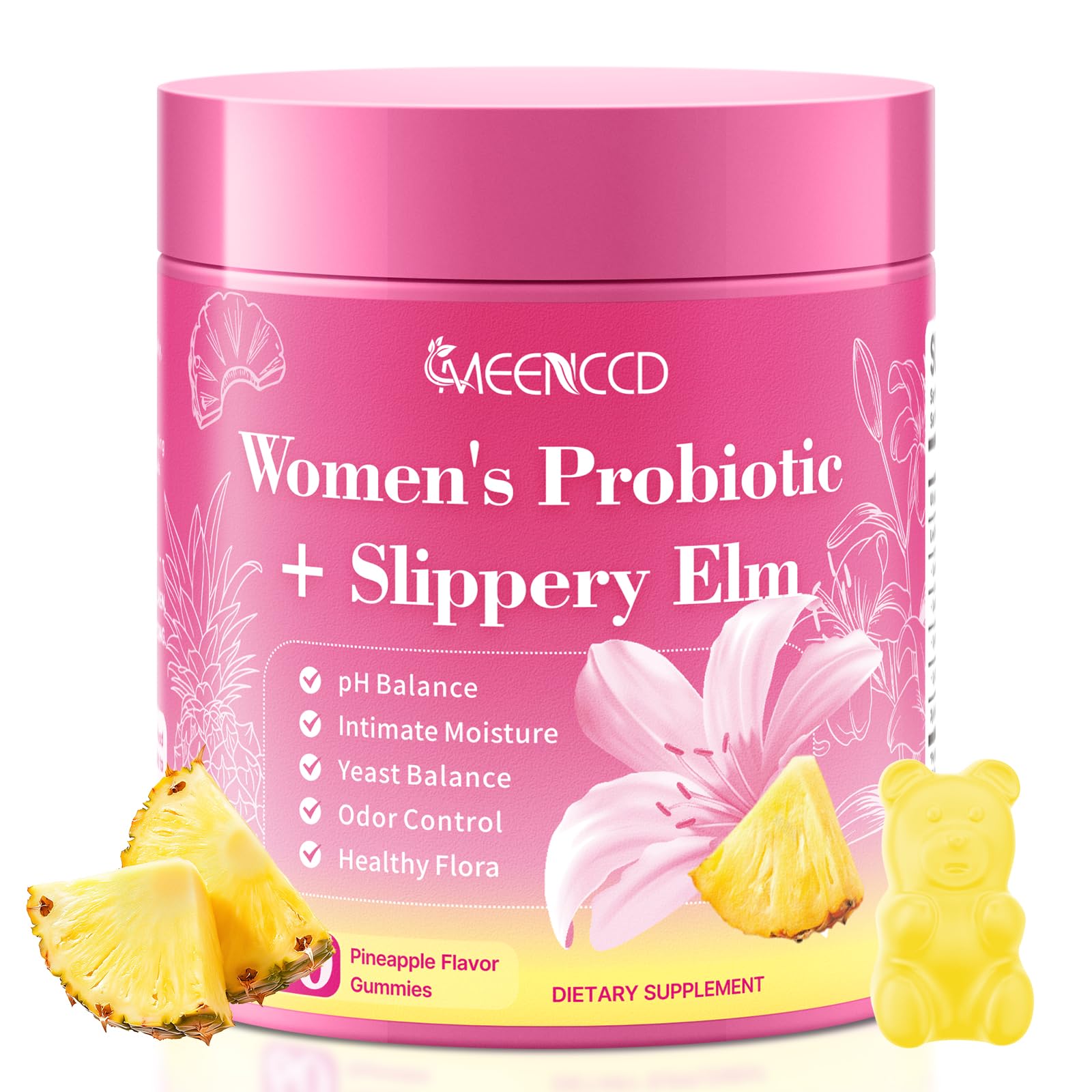 MEENCCD Women's Probiotic Gummies front view with packaging