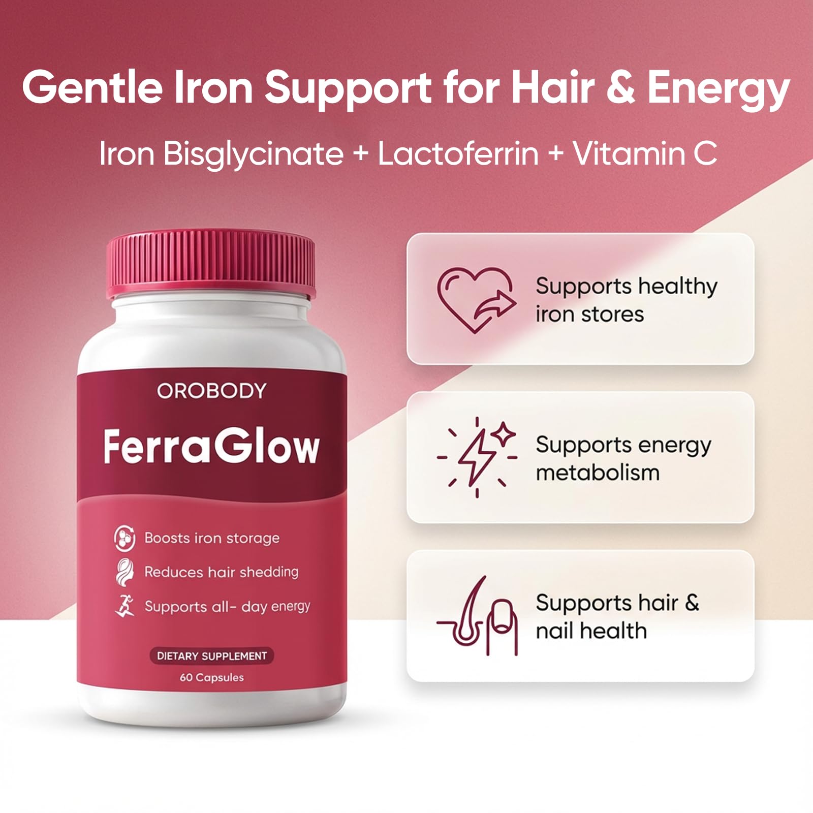 Megacephalus Gentle Iron Support Supplement bottle side view