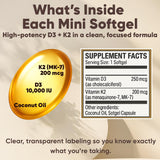 Megacephalus Vitamin D3 K2 Softgels with dosage instructions