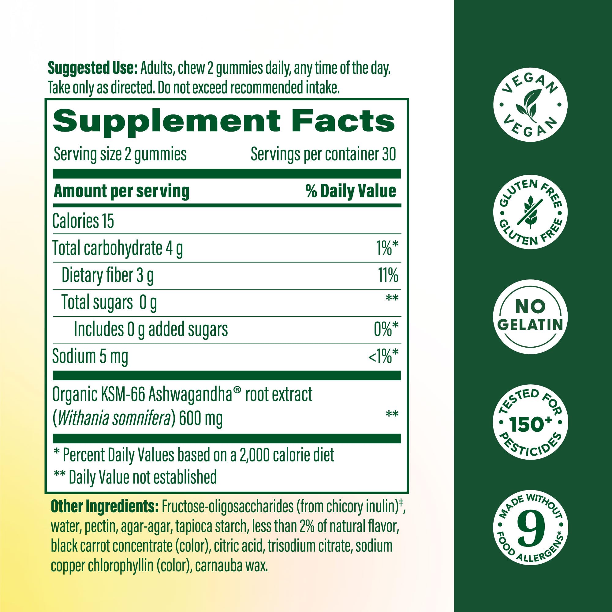 MegaFood Ashwagandha Gummies 600mg bottle side view