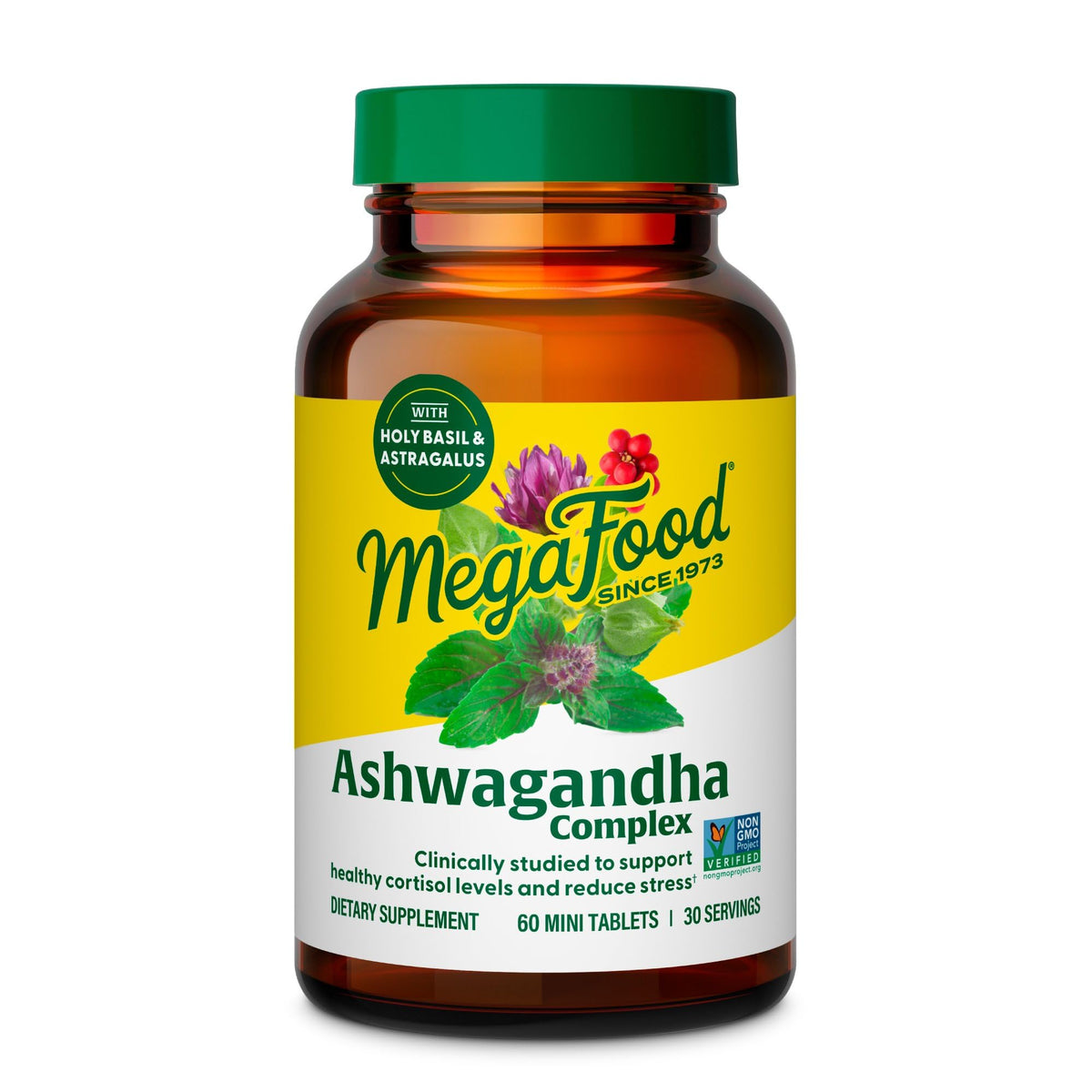 MegaFood Ashwagandha Stress Support Mini Tablets 60 Count front view