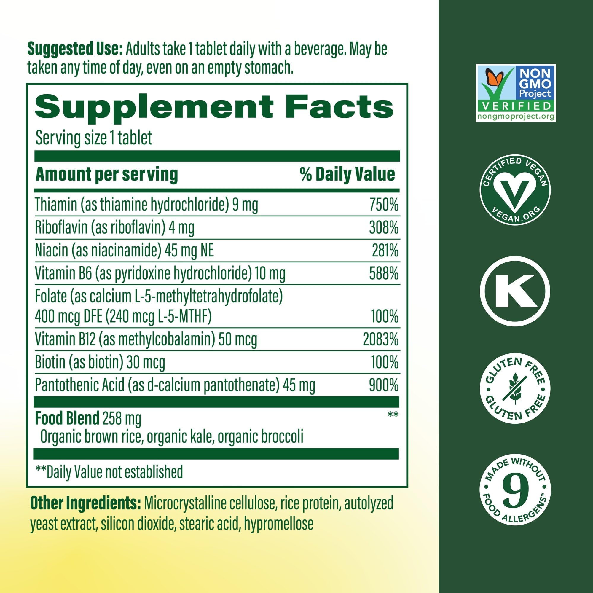MegaFood B Complex Vitamin Supplement side view