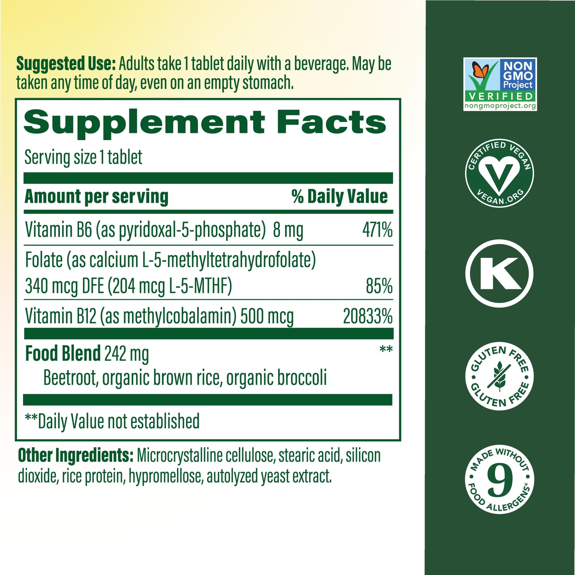 MegaFood B12 Vitamin Complex side view showing tablet