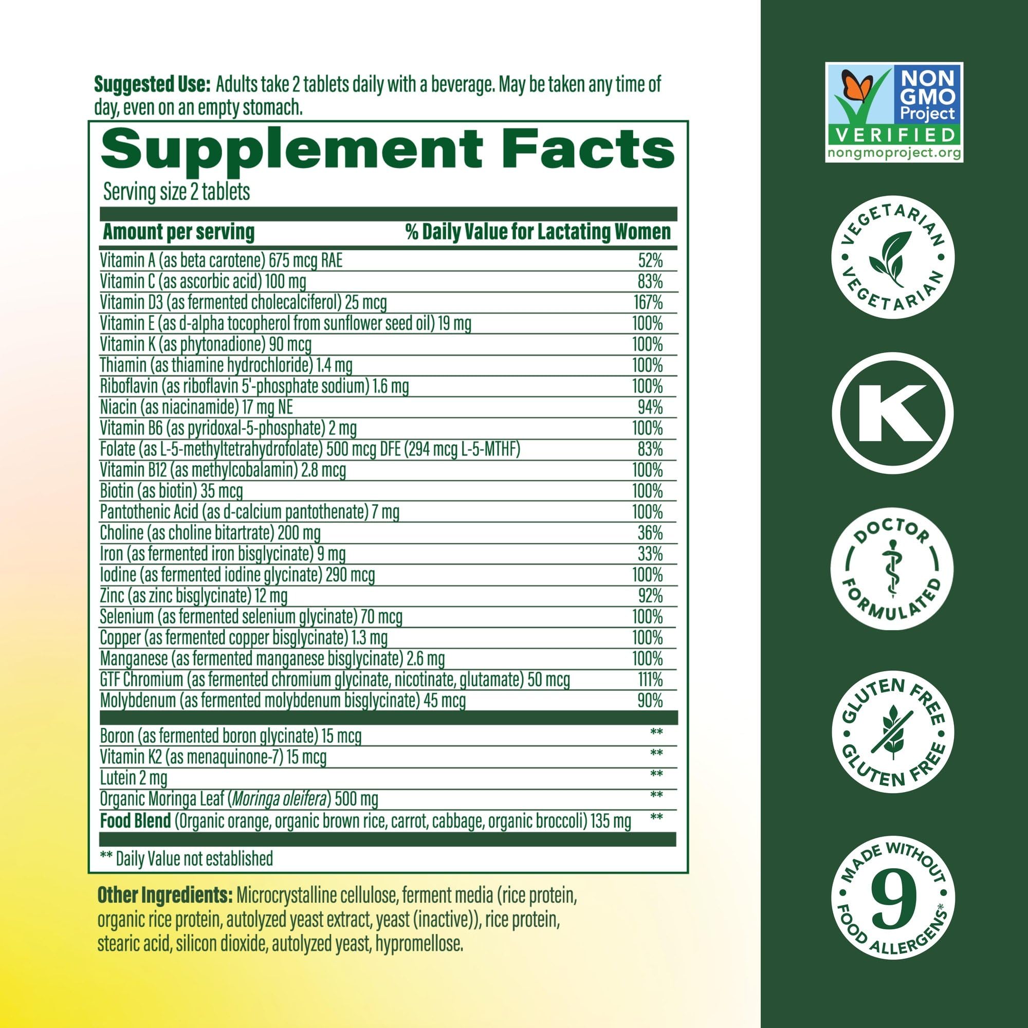 MegaFood Baby and Me 2 Postnatal Multivitamin packaging