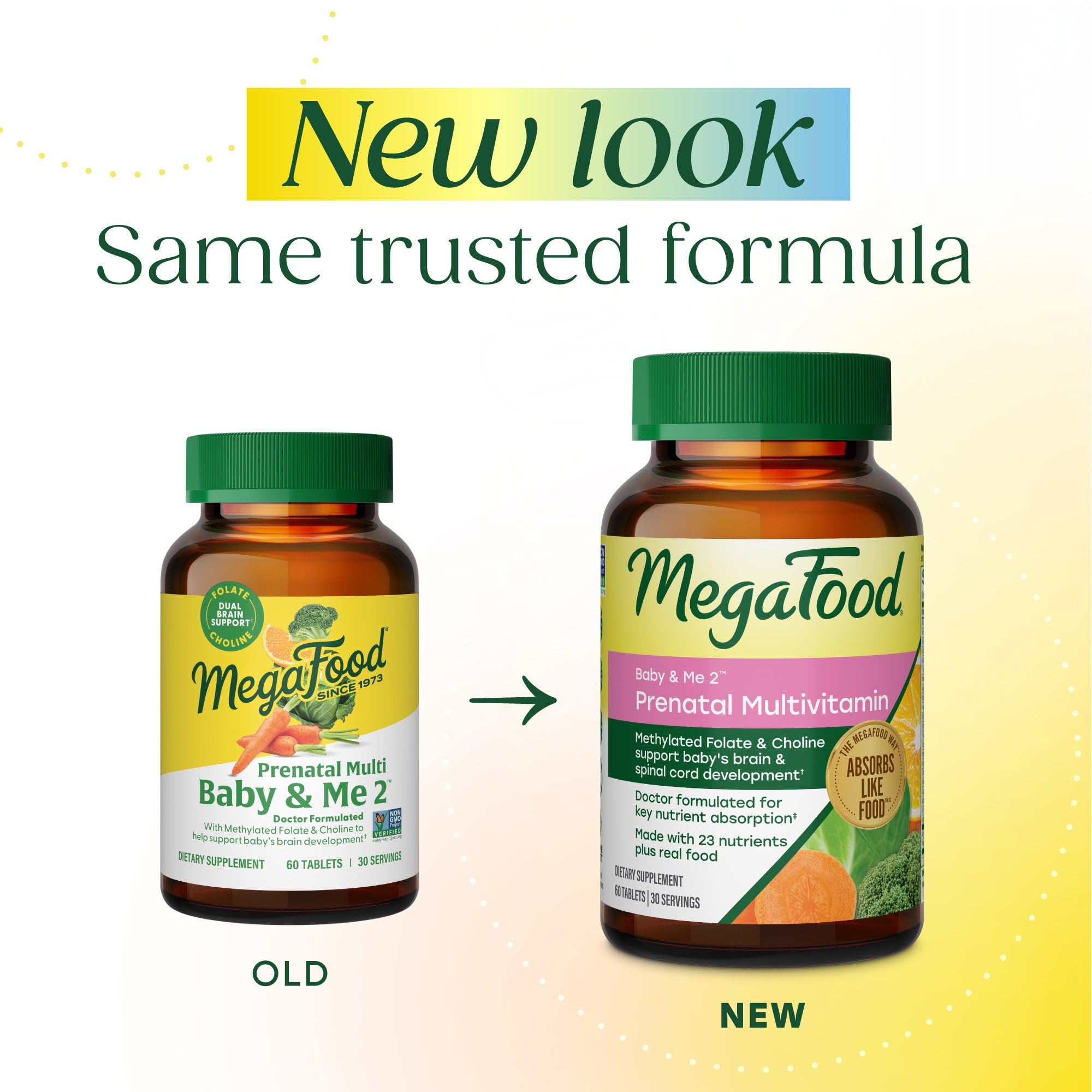 MegaFood Baby & Me 2 Prenatal Vitamins 244g side view