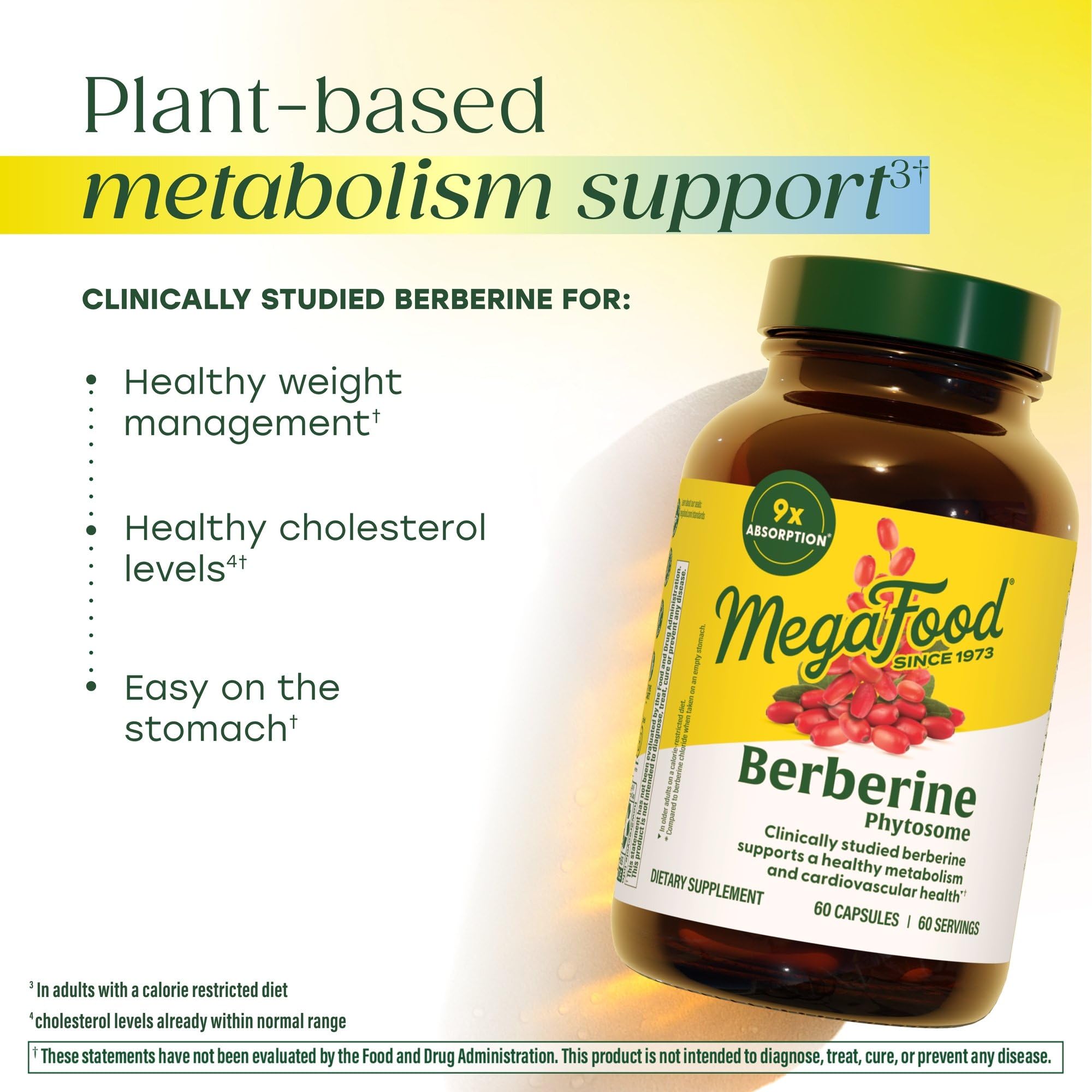 MegaFood Berberine Phytosome capsules with a glass of water
