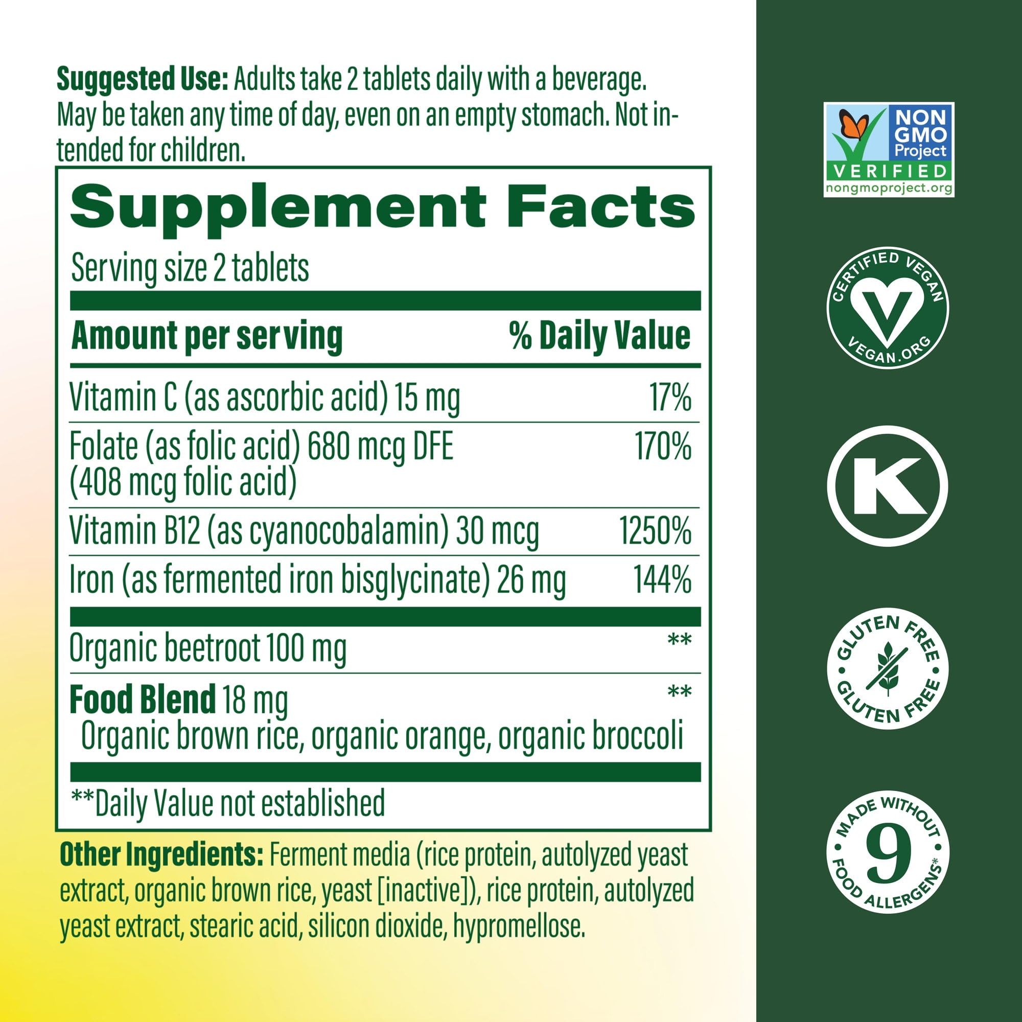 MegaFood Blood Builder Iron Supplement 154g side view