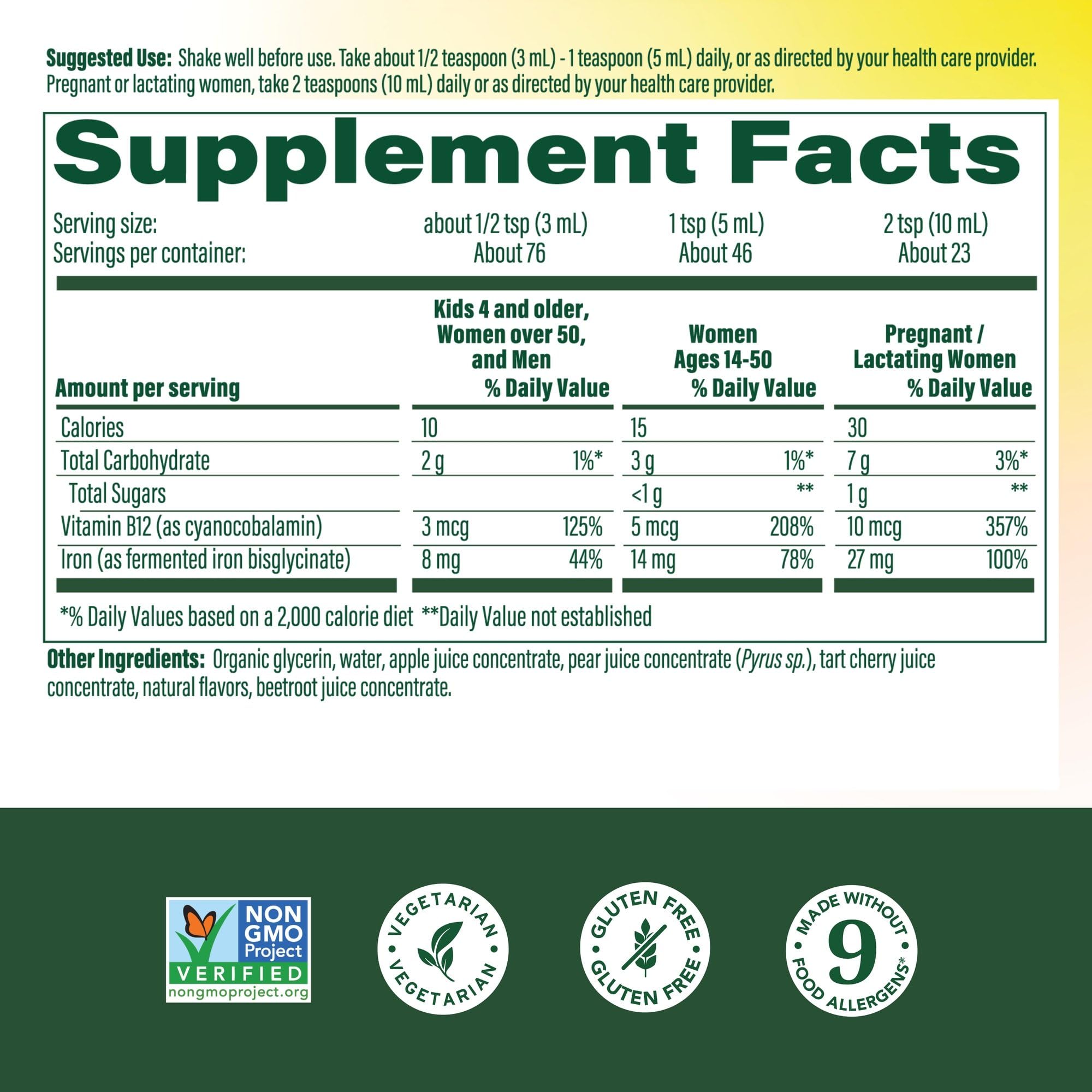 MegaFood Blood Builder Liquid Iron Supplement bottle side view