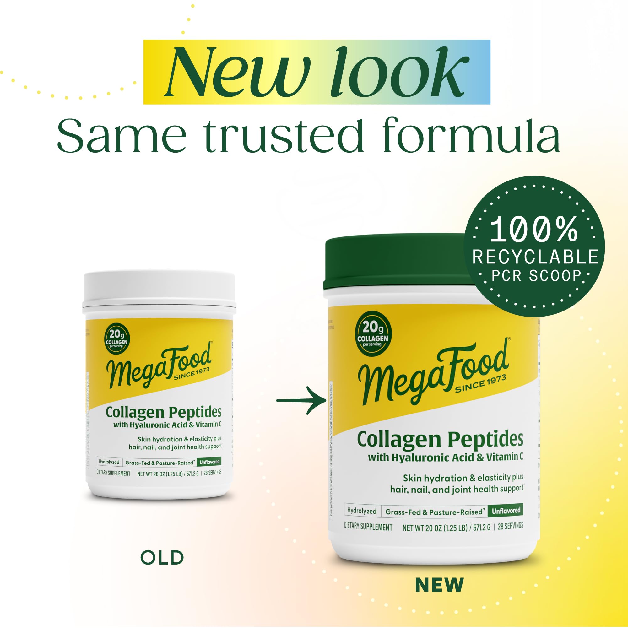 MegaFood Collagen Powder 20oz jar side view