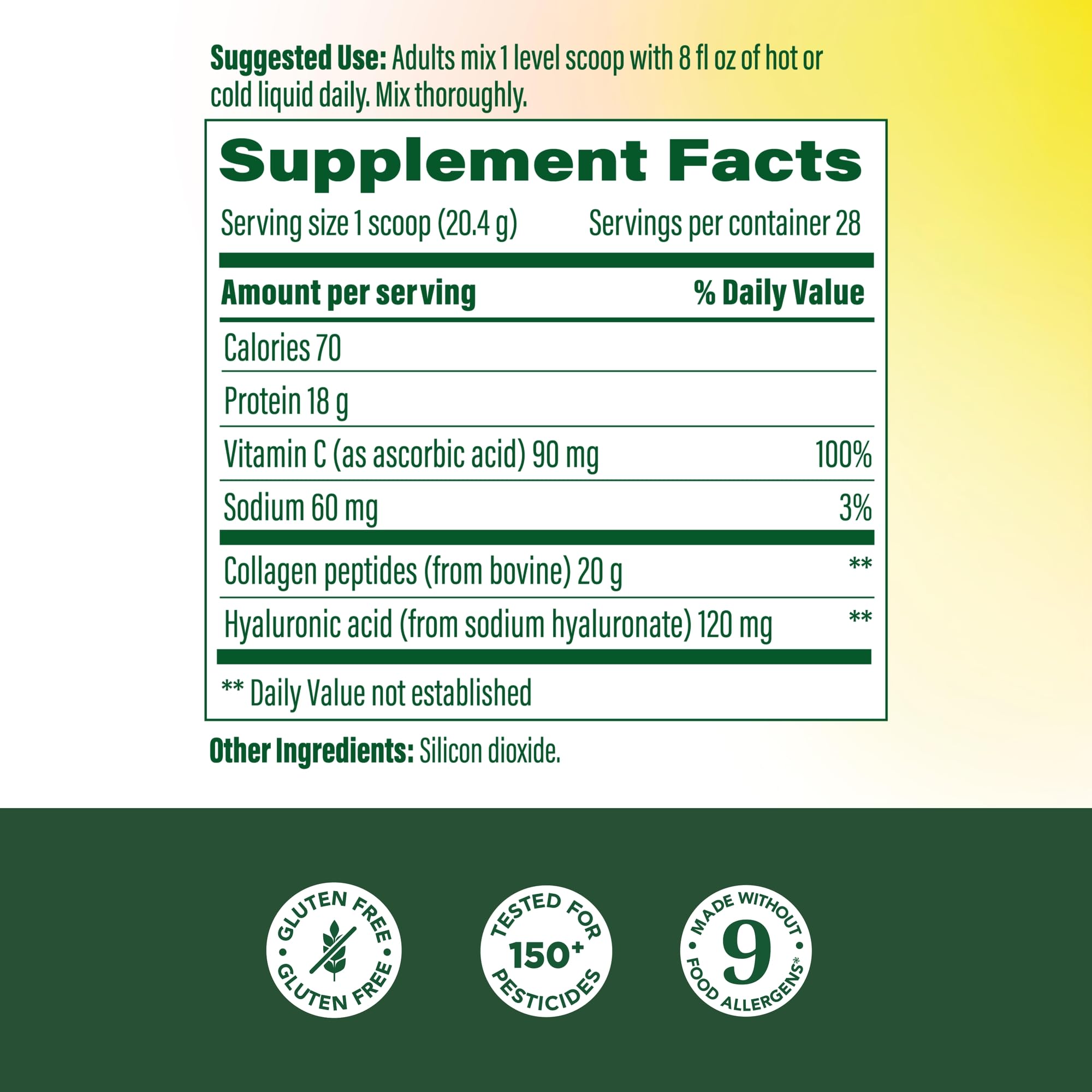 MegaFood Collagen Powder 20oz jar with scoop