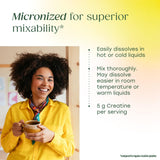 MegaFood Creatine Monohydrate Unflavoured Powder mixed in a glass