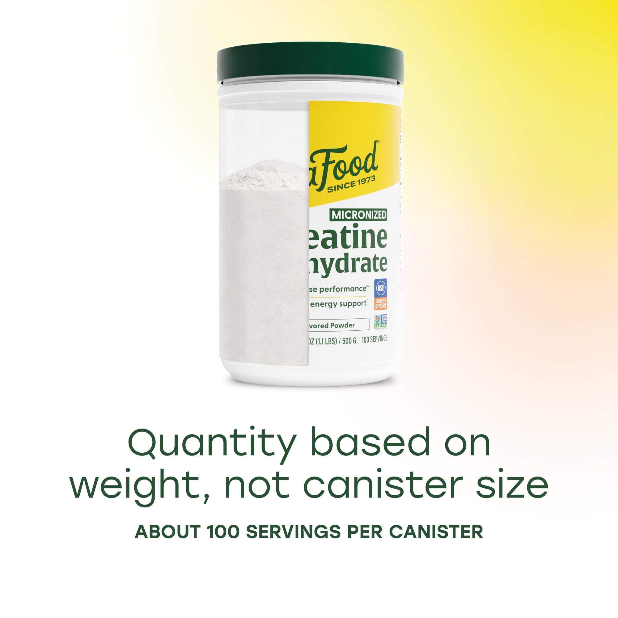 MegaFood Creatine Monohydrate Unflavoured Powder on a gym bench