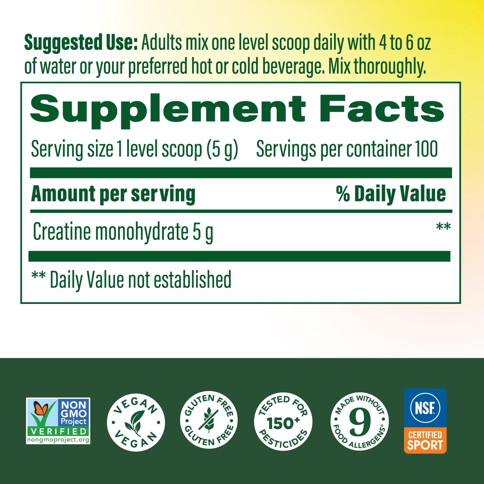 MegaFood Creatine Monohydrate Unflavoured Powder side view