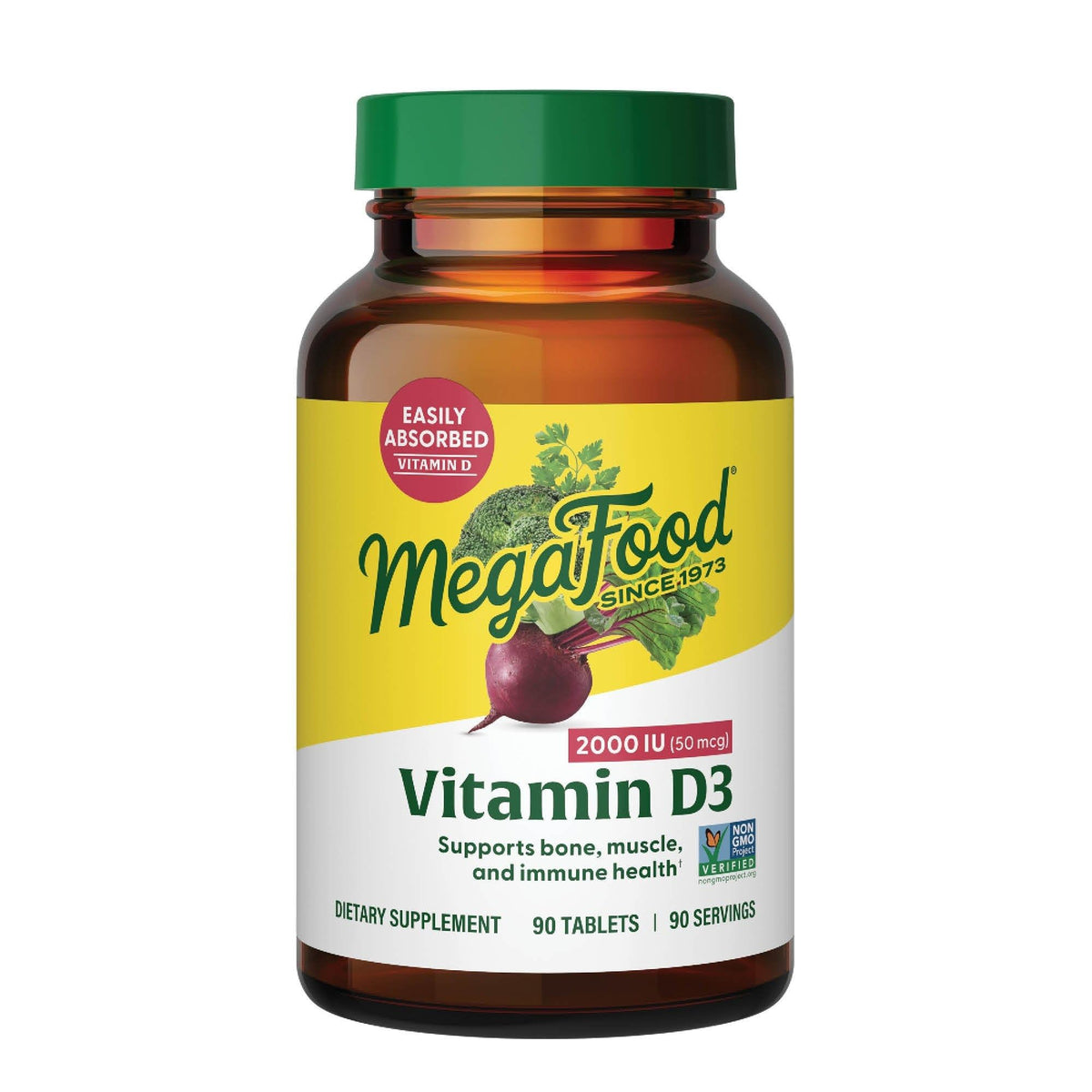 MegaFood Daily Vitamin D3 supplement front view with packaging