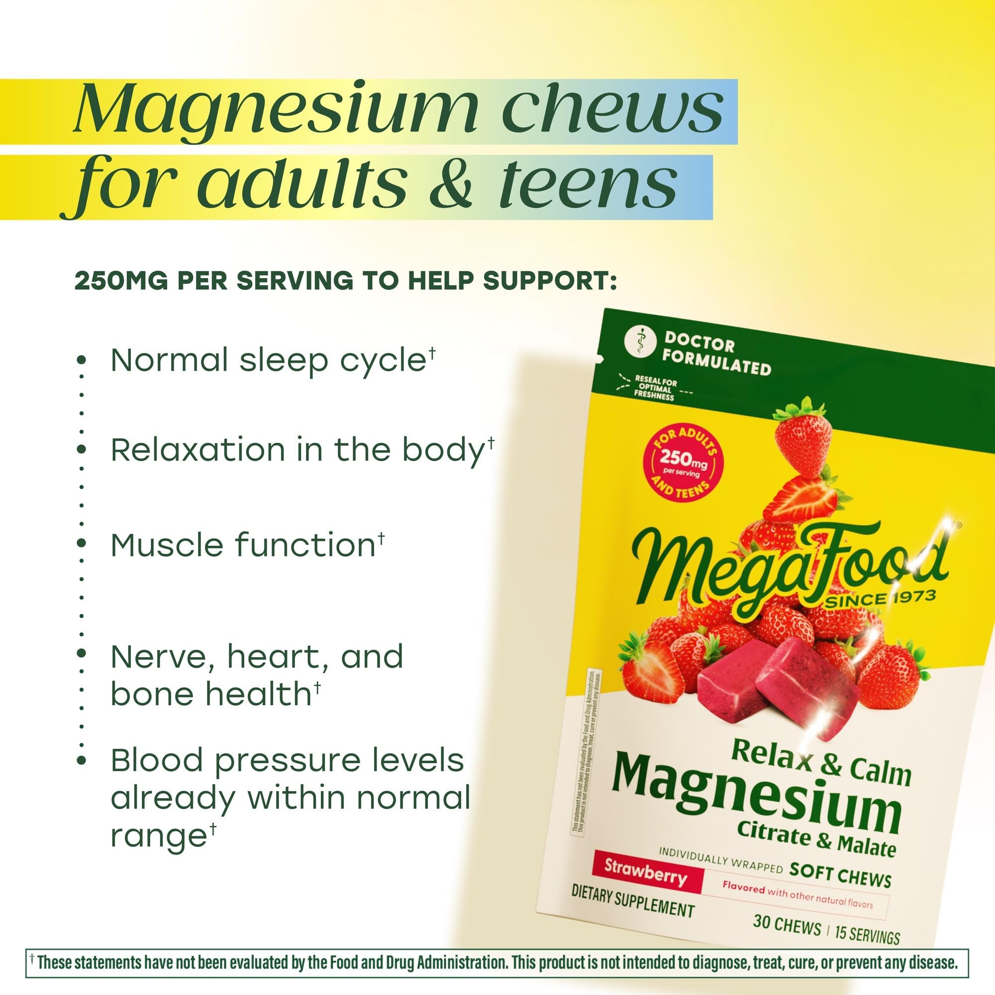 MegaFood daily wellness + Calm Magnesium Chews nutritional information