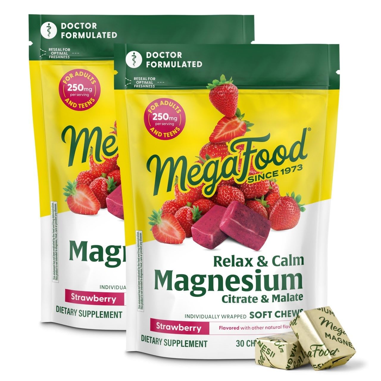 MegaFood daily wellness + Calm Magnesium Chews package front view
