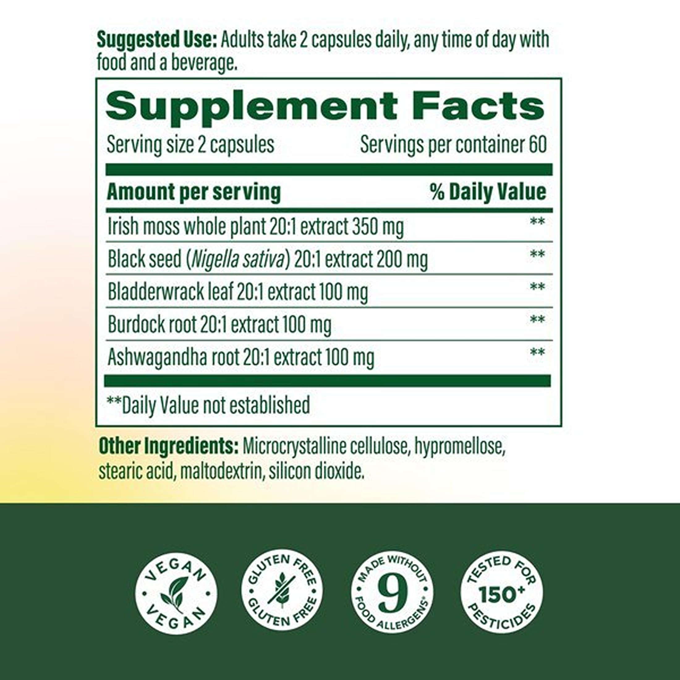 MegaFood Irish Sea Moss 5-in-1 Supplement capsules close-up