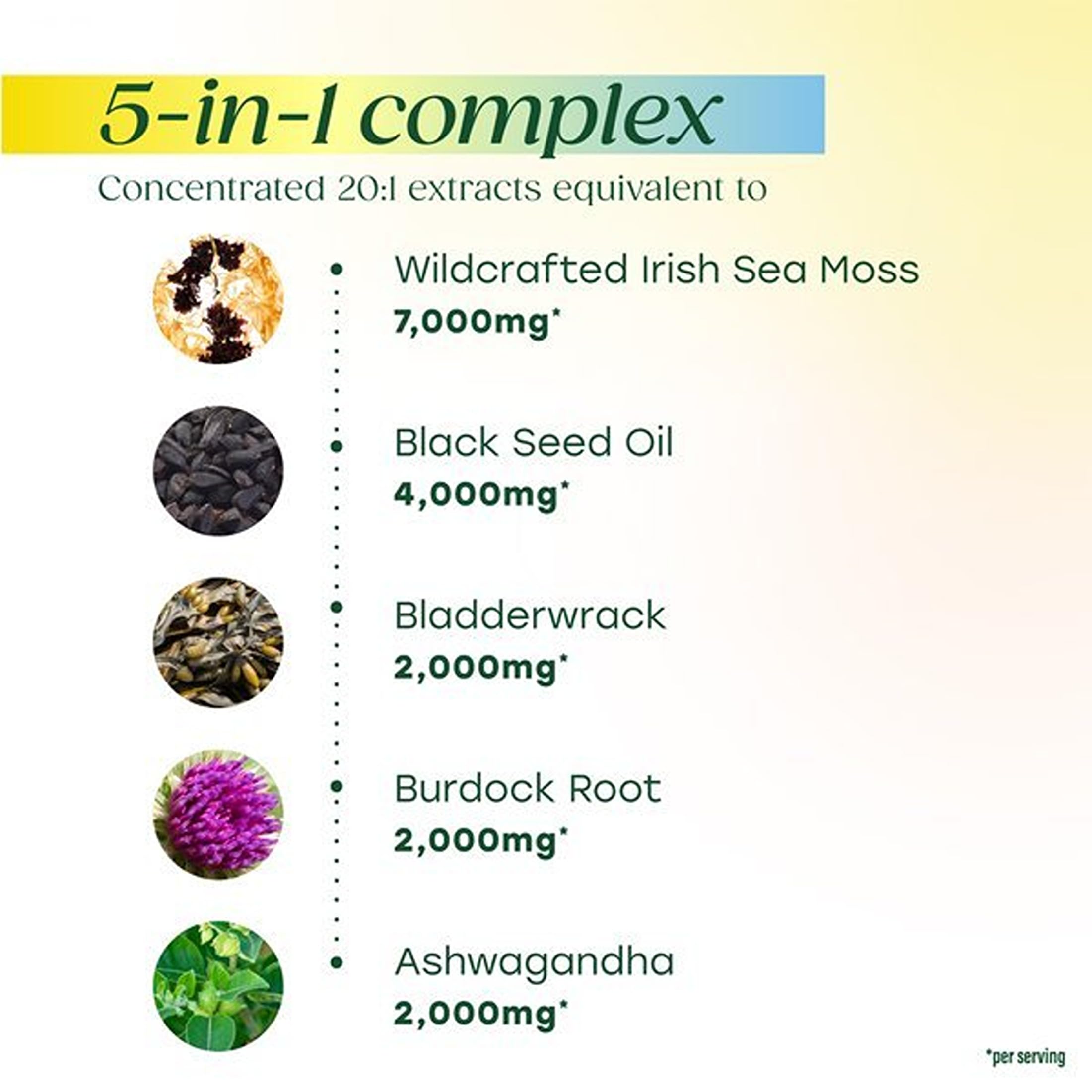 MegaFood Irish Sea Moss 5-in-1 Supplement ingredients list