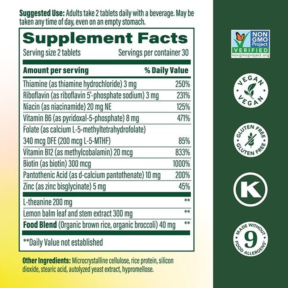 MegaFood L-Theanine B Complex 200mg side view of bottle