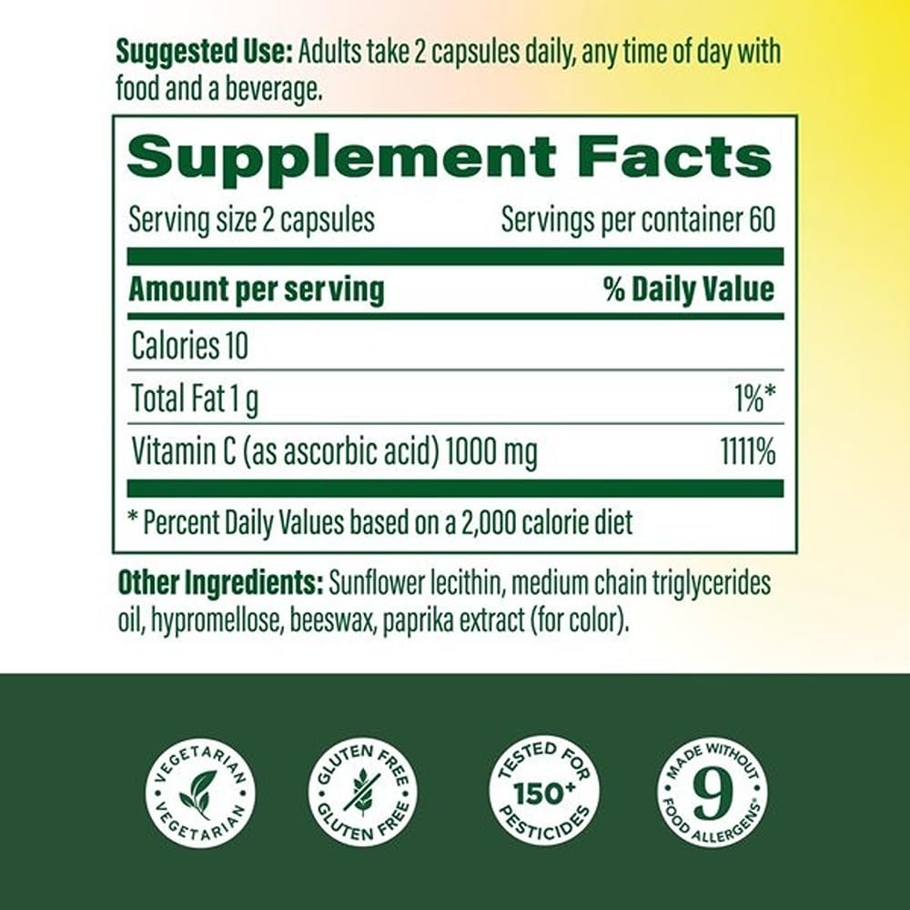MegaFood Liposomal Vitamin C Capsules 1000mg back view
