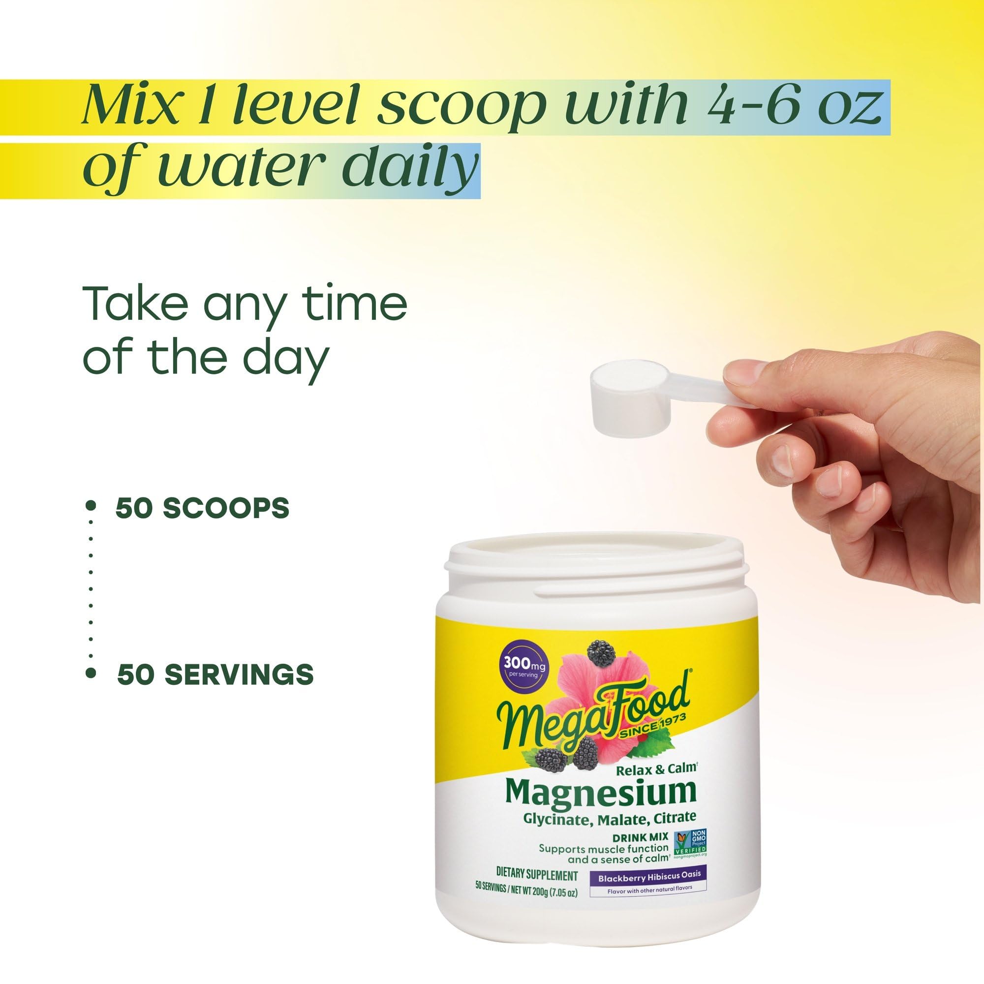 MegaFood Magnesium Drink Mix 300mg Blackberry Hibiscus ingredients list