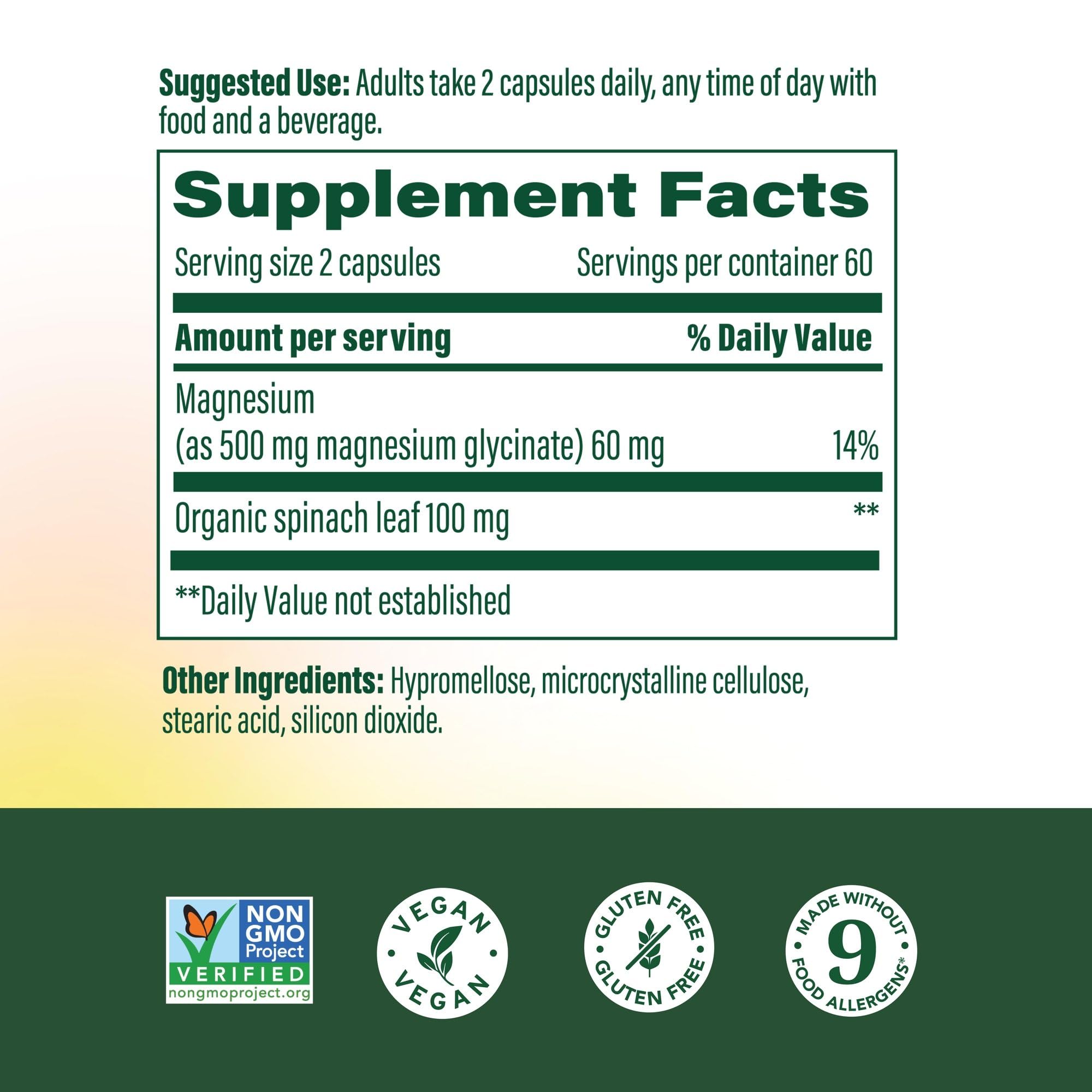 MegaFood Magnesium Glycinate 500mg supplement capsules close-up