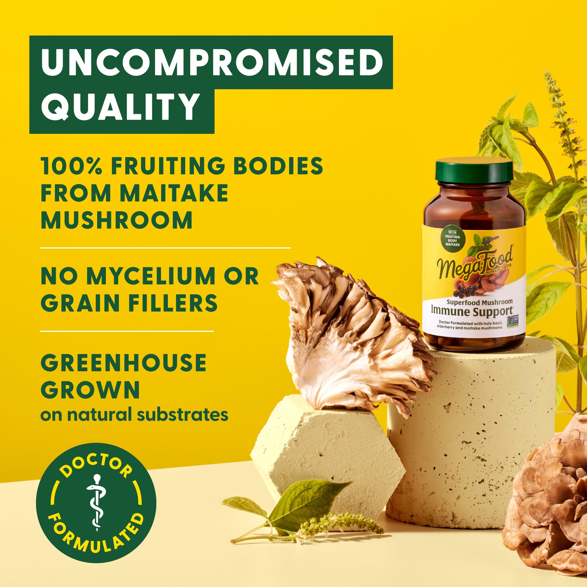 MegaFood Maitake Mushroom Supplement bottle side view