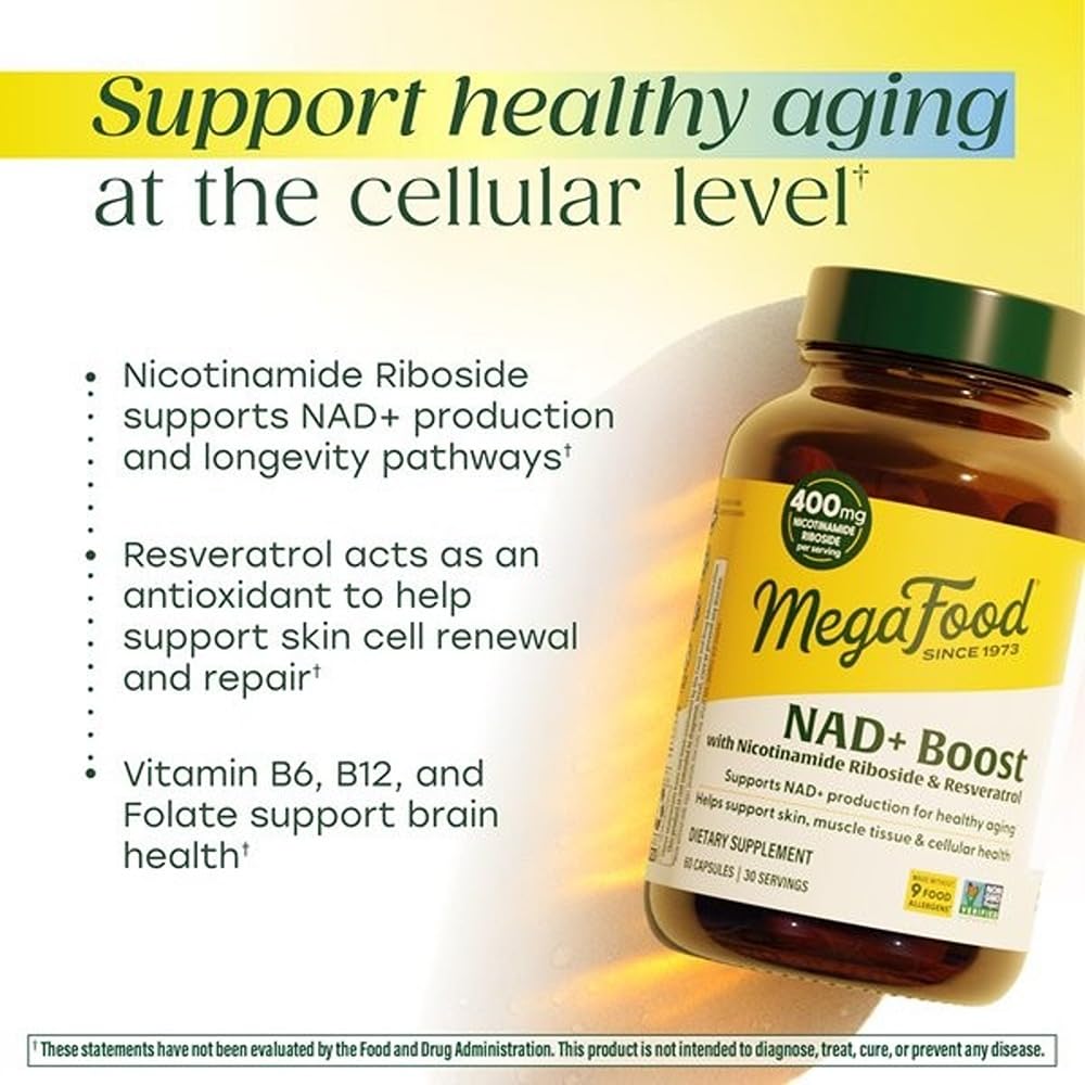 MegaFood NAD+ Resveratrol Supplement bottle with capsules