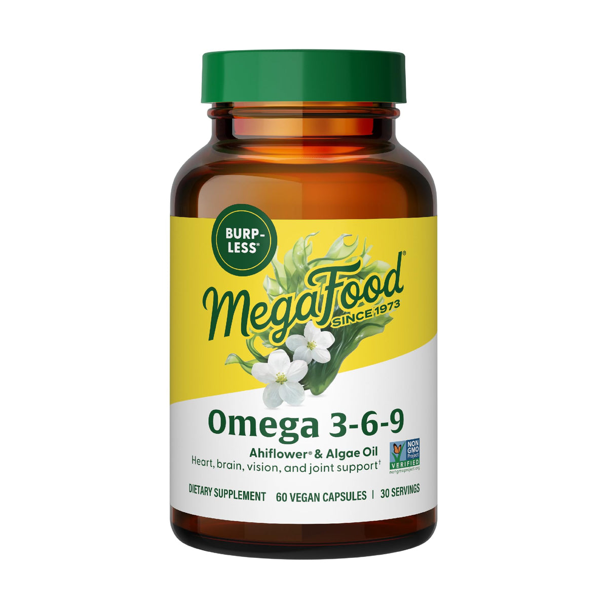 MegaFood Omega 3-6-9 Vegan Supplement front view with packaging