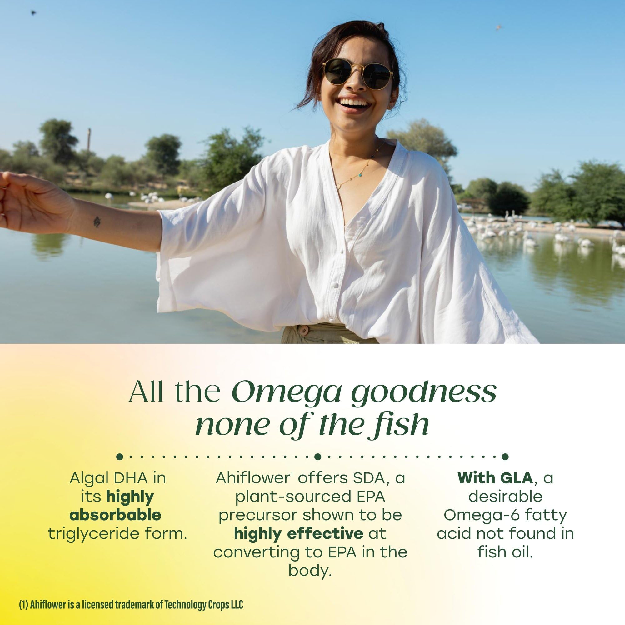 MegaFood Omega 3-6-9 Vegan Supplement lifestyle scene with a glass of water