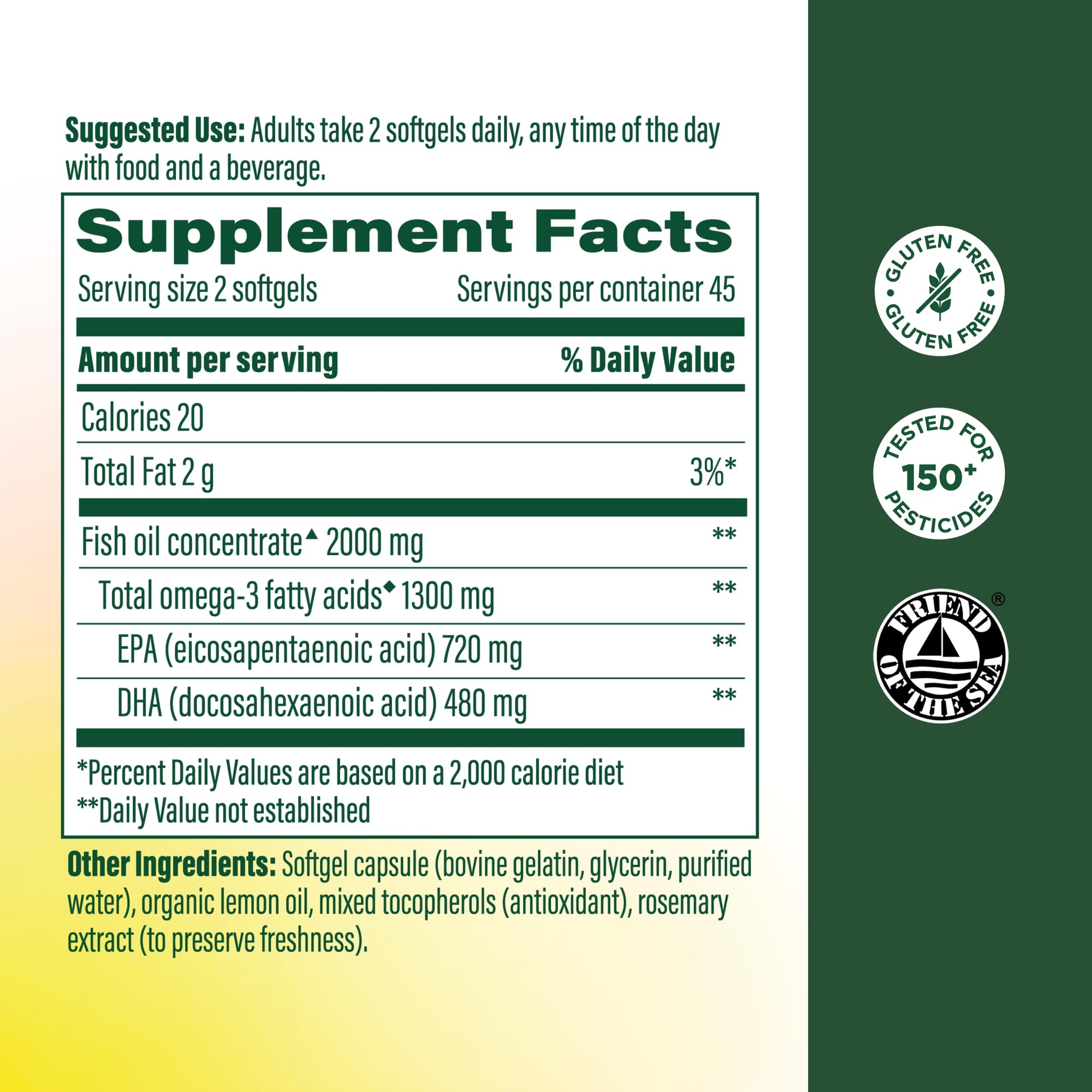 MegaFood Omega-3 Fish Oil Softgels 90 count bottle