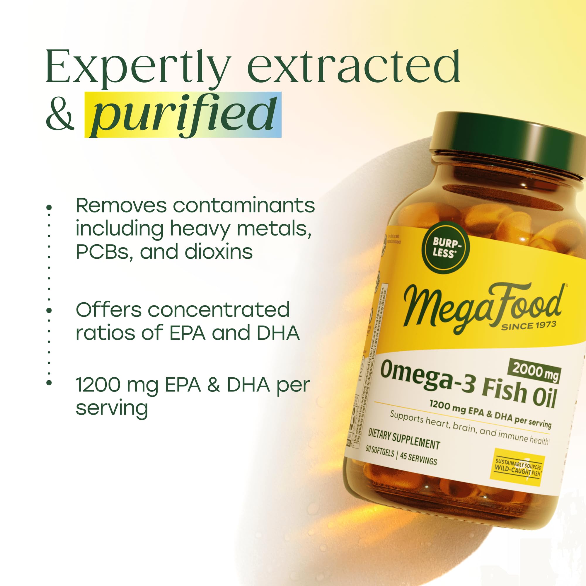 MegaFood Omega-3 Fish Oil Softgels with lemon infusion