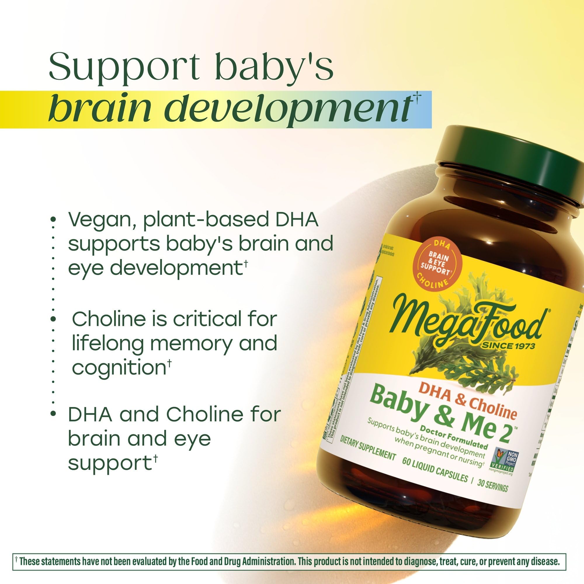 MegaFood Prenatal DHA & Choline bottle side view
