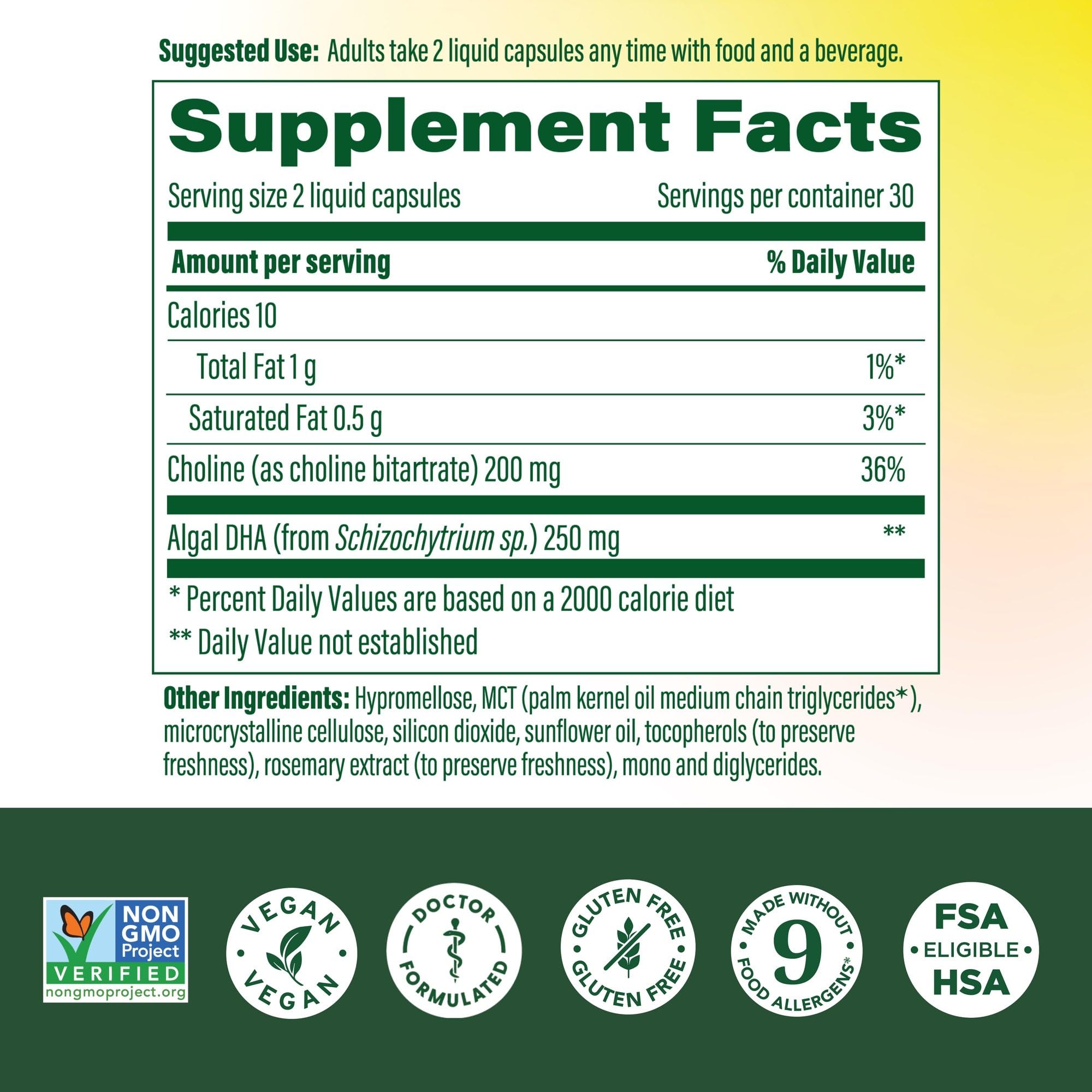 MegaFood Prenatal DHA & Choline supplement ingredients list