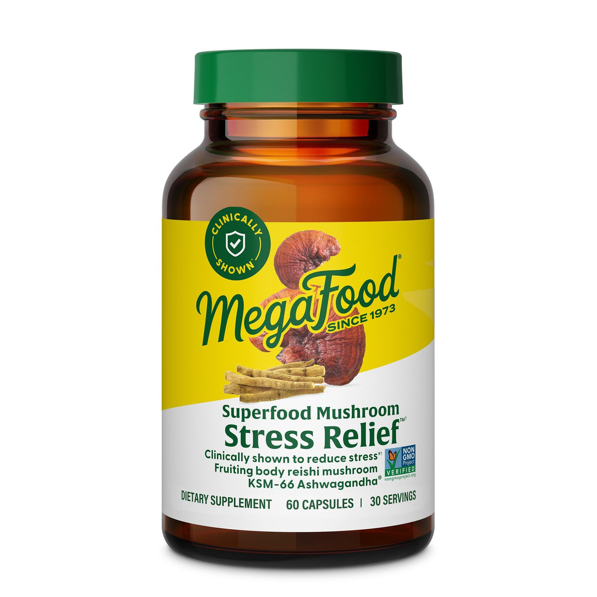 MegaFood Reishi Mushroom Capsules 60 count bottle front view