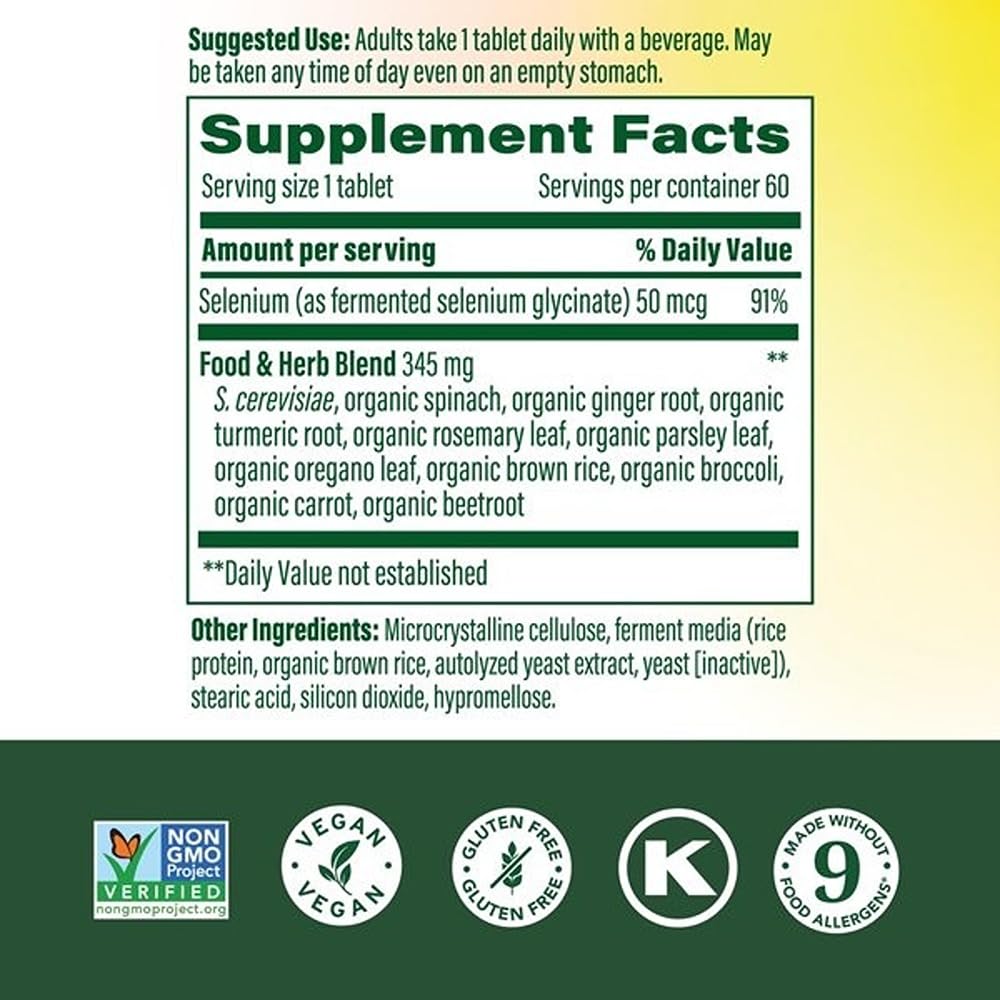 MegaFood Selenium Supplement 50mcg side view
