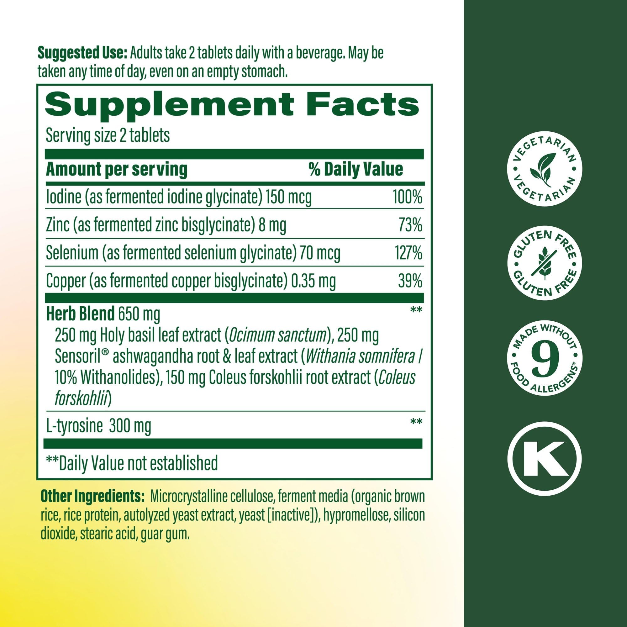 MegaFood Thyroid Extract Supplement 177g side view