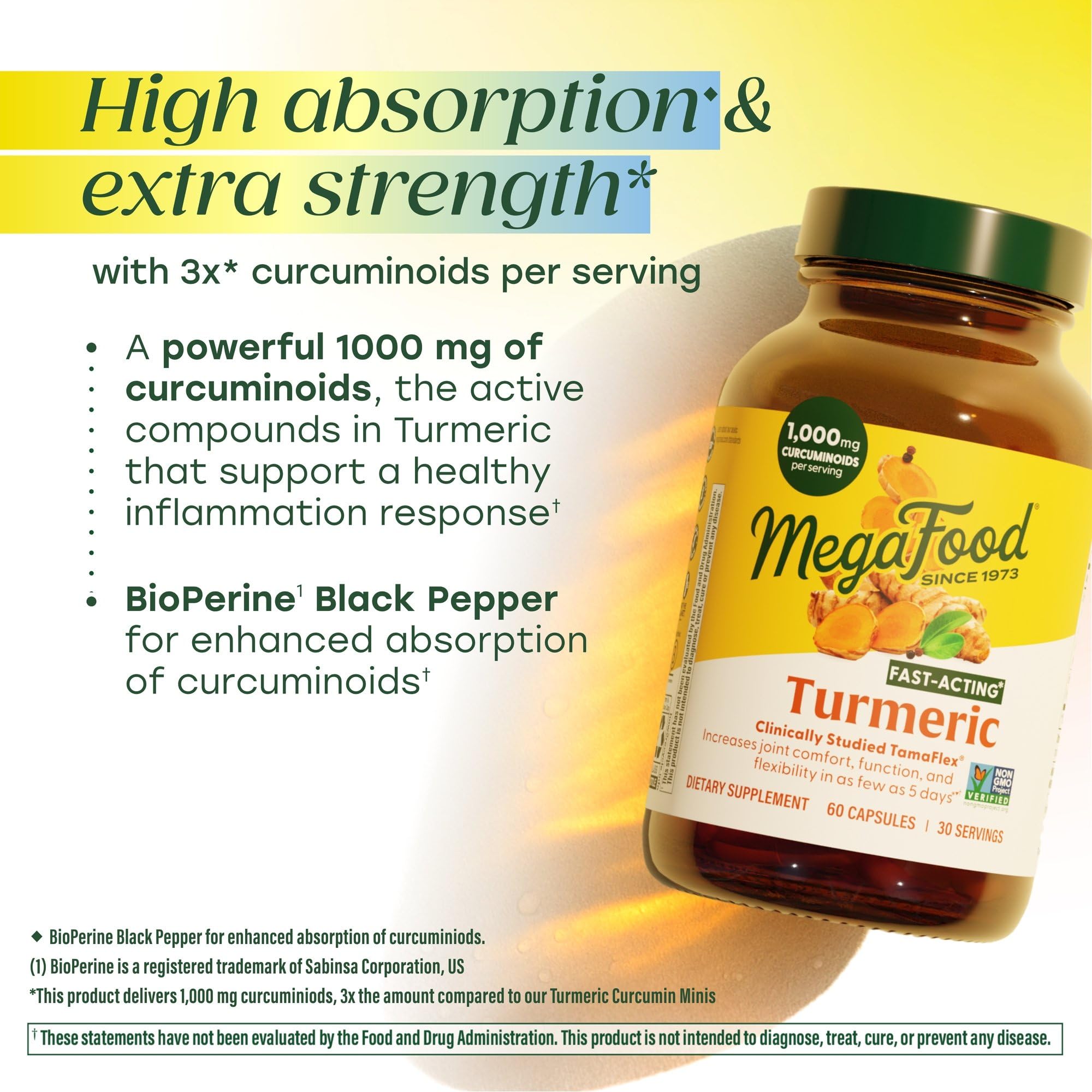 MegaFood Turmeric Curcumin Supplement 1000mg capsules with a glass of water