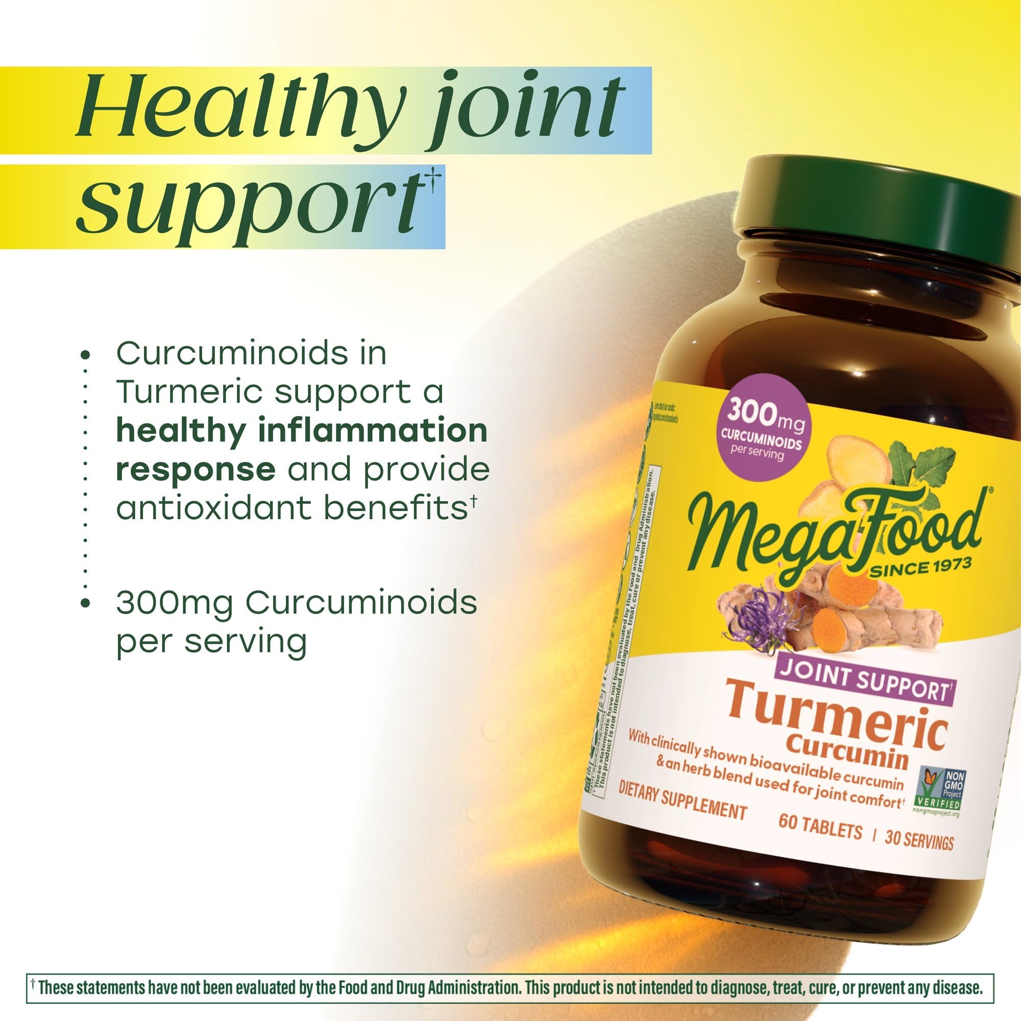 MegaFood Turmeric Extra Strength 300mg Curcuminoids label close-up