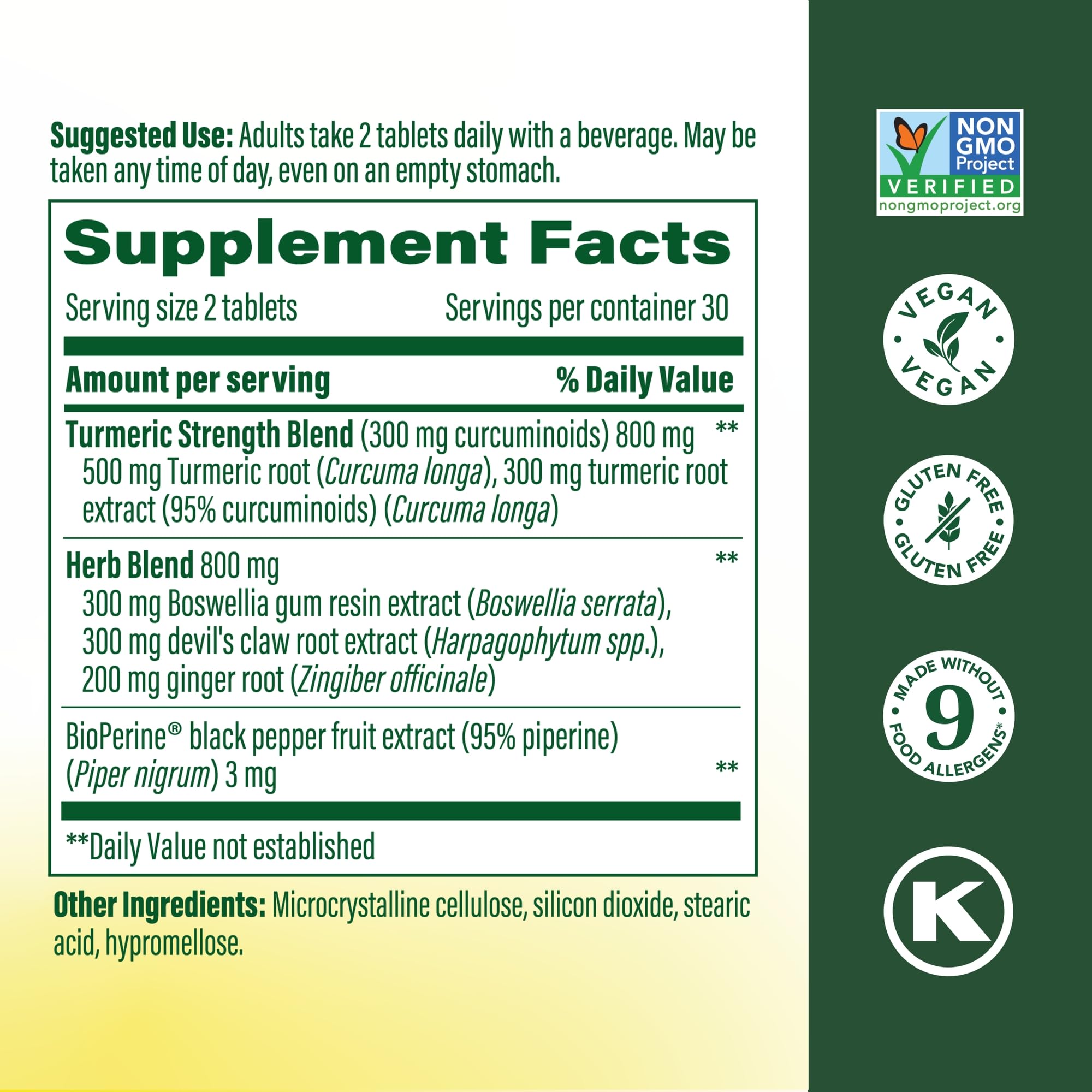 MegaFood Turmeric Extra Strength 300mg Curcuminoids side view