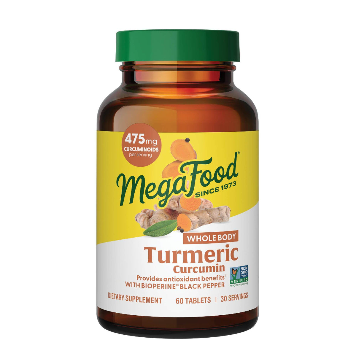 MegaFood Turmeric Extra Strength Supplement 500mg front view
