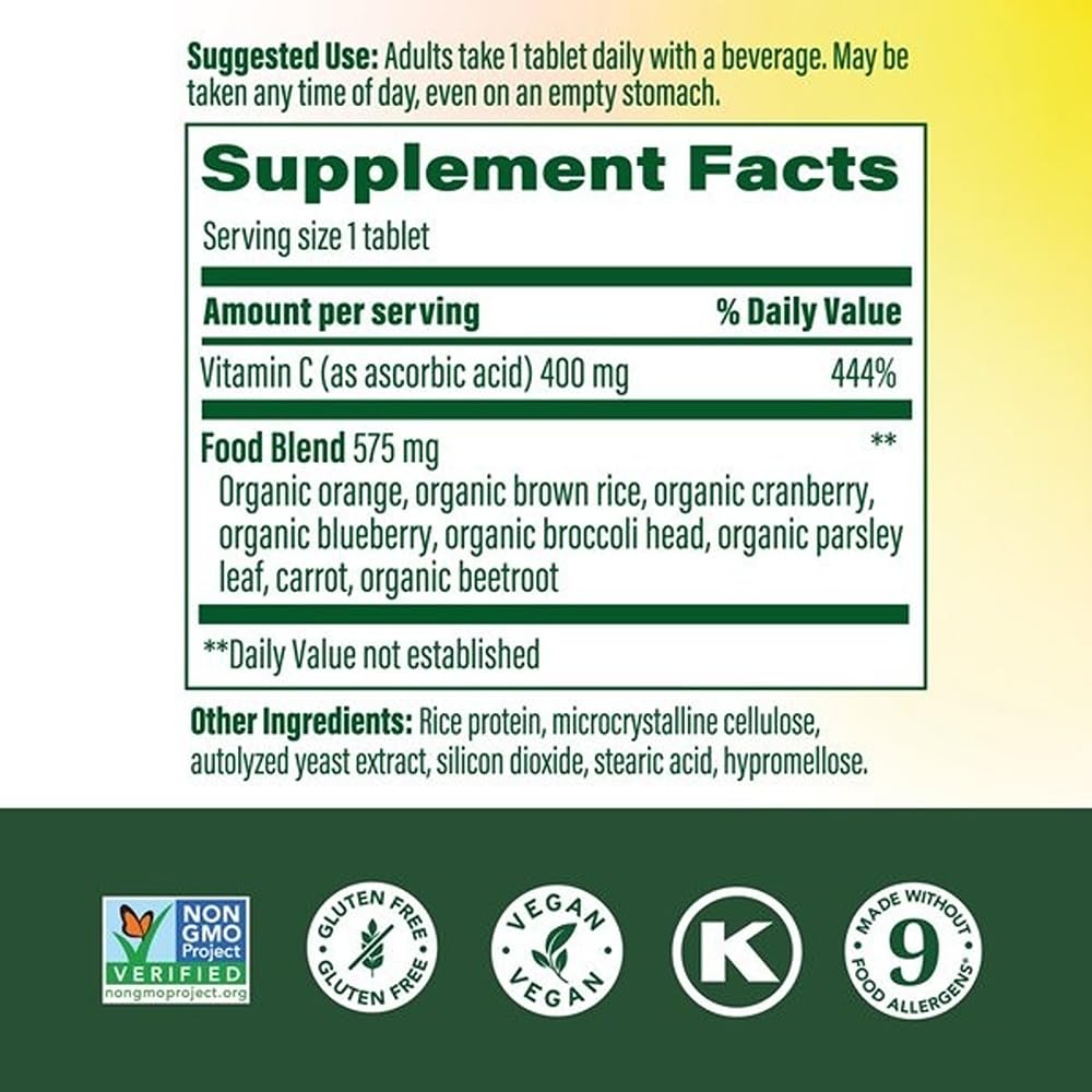MegaFood Ultra C Vitamin C Supplement 400mg side view