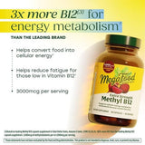 MegaFood Vitamin B12 Extra Strength 3000mcg bottle side view
