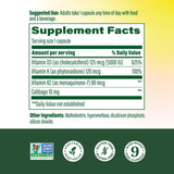 MegaFood Vitamin D3 & K2 5000 IU capsules bottle side view