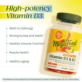 MegaFood Vitamin D3 & K2 Gummies displayed on a wooden table
