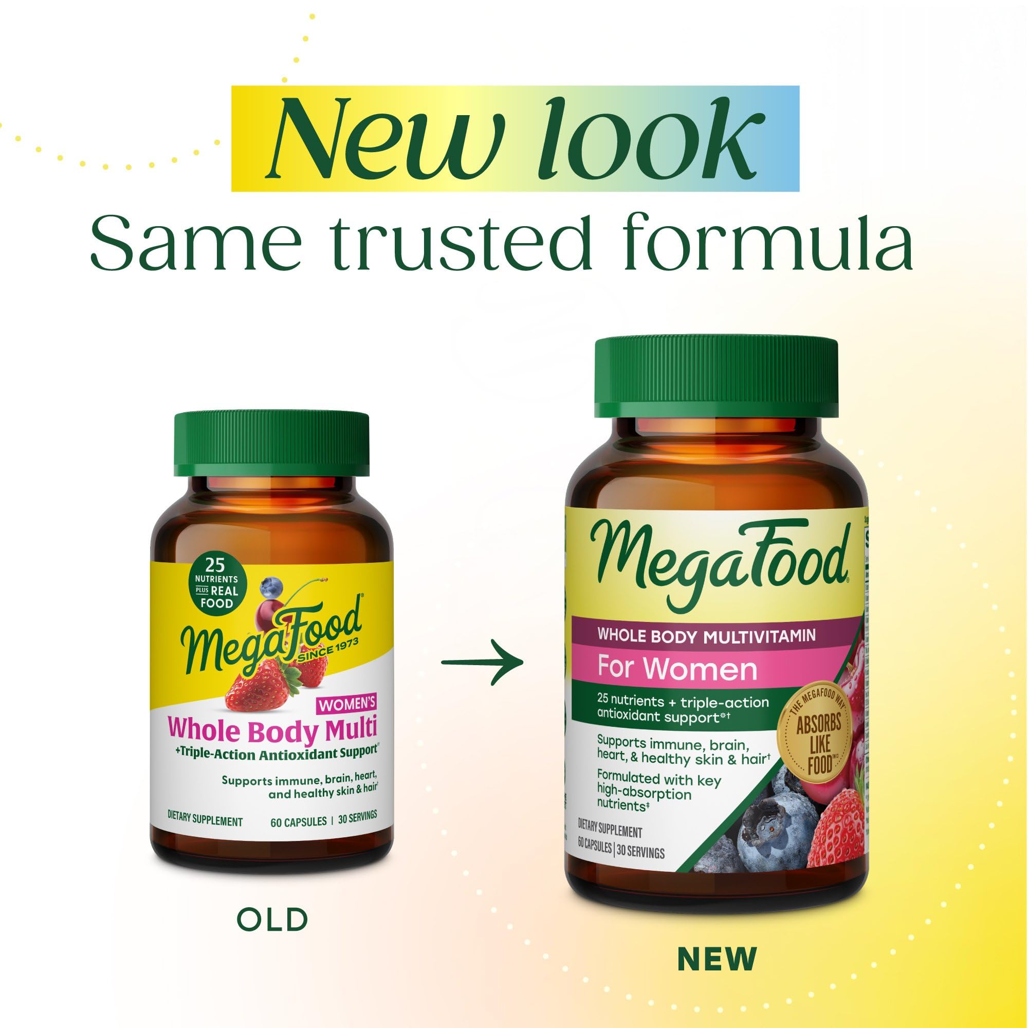 MegaFood Whole Body Multivitamin for Women 60 Capsules back view