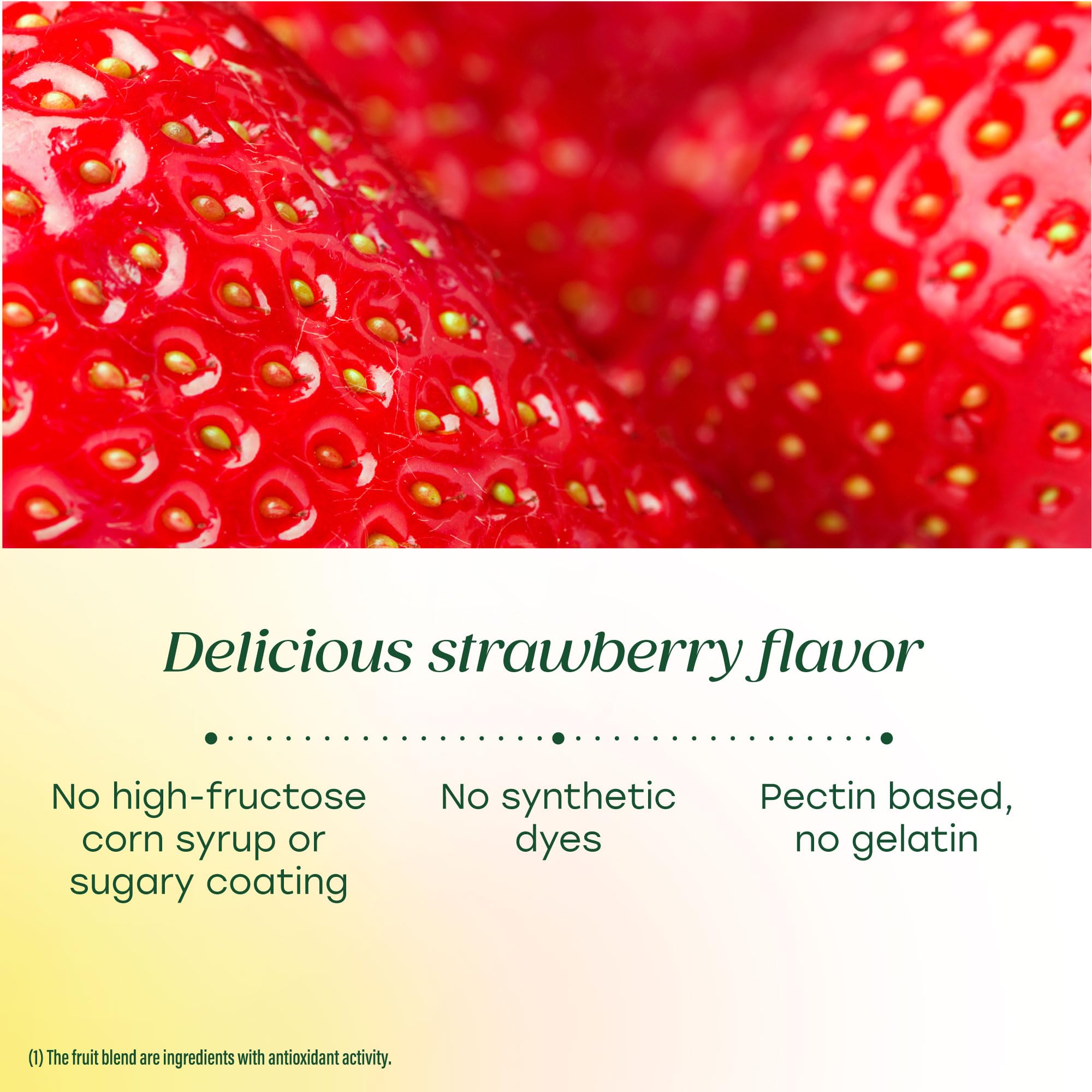 MegaFood Women's 55+ Multivitamin Gummies with fresh strawberries