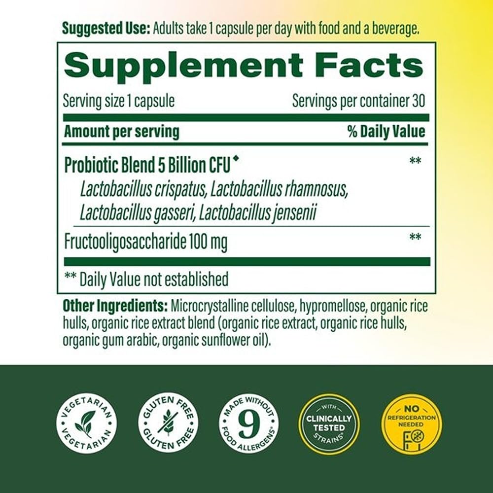 MegaFood Women's Probiotic 5 Billion CFU 30 Capsules back view